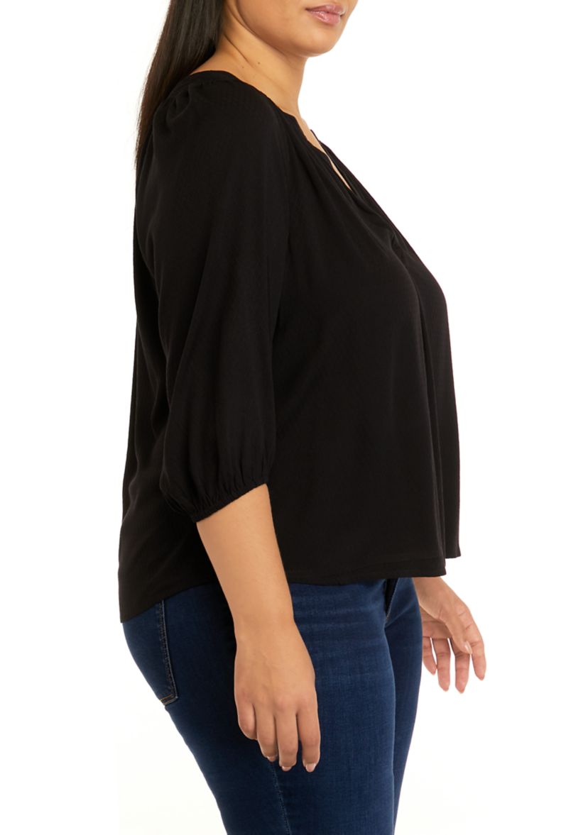 Plus Size 3/4 Sleeve Peasant Top