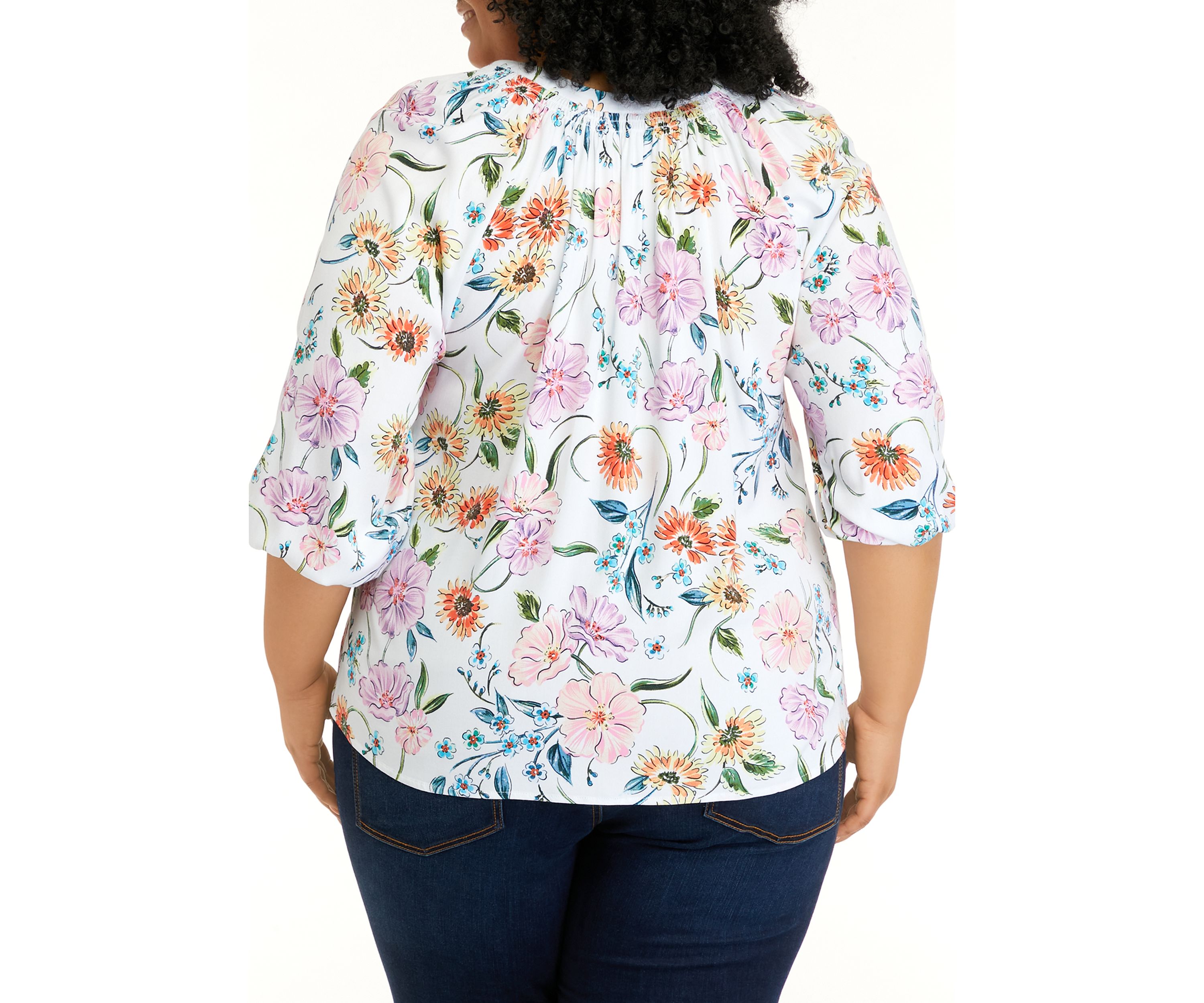 Plus Size 3/4 Sleeve Peasant Shirt
