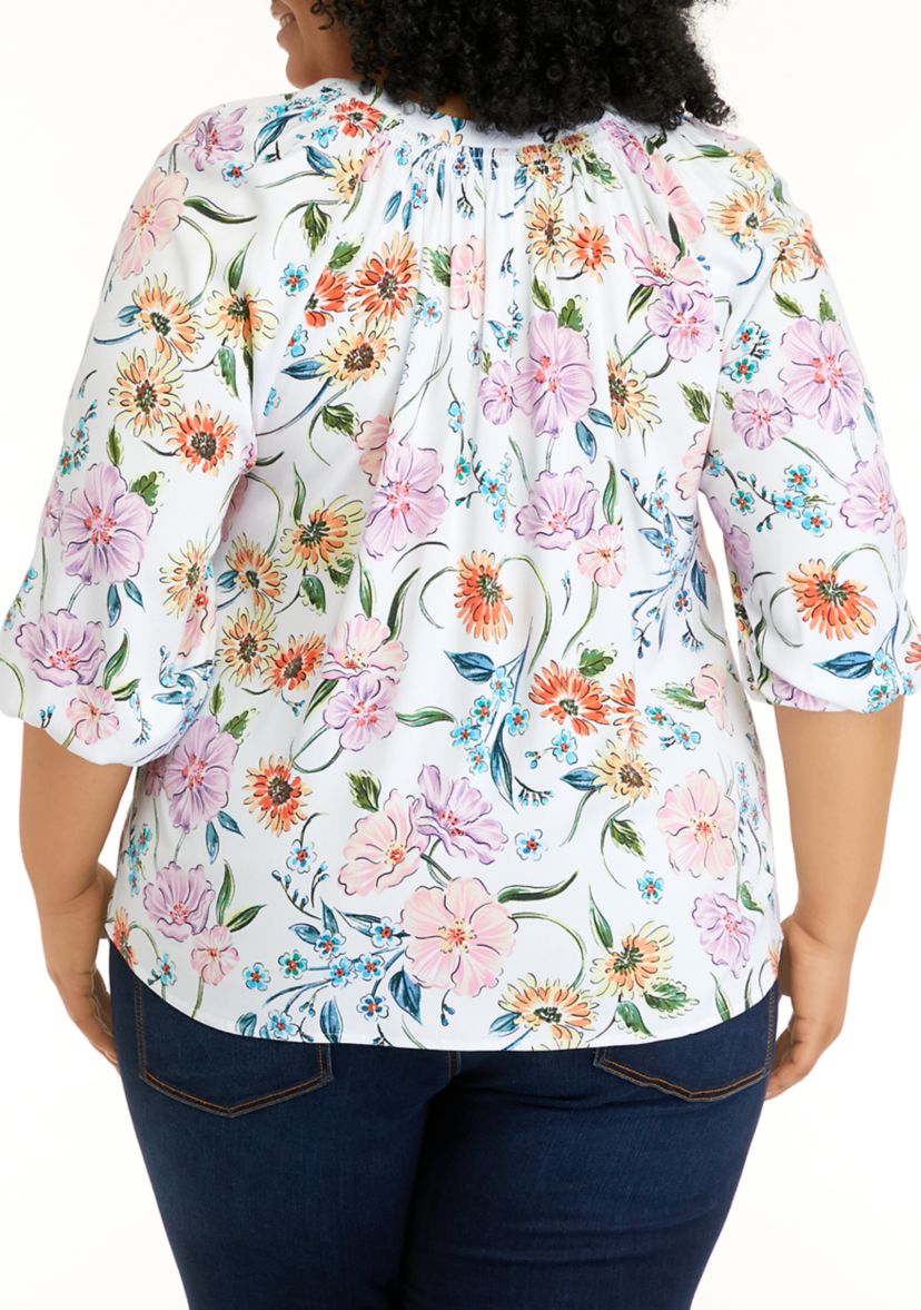 Plus Size 3/4 Sleeve Peasant Shirt