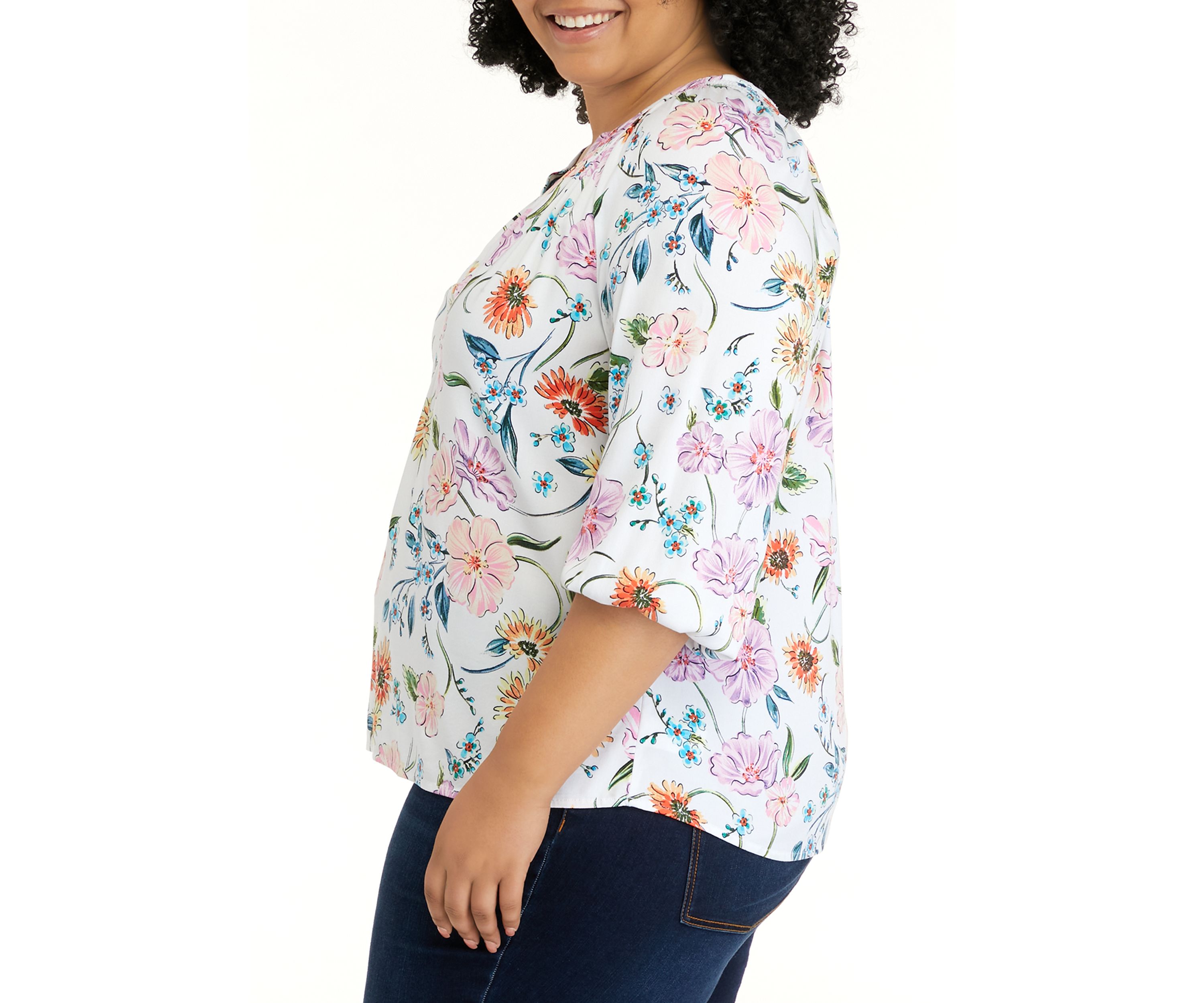 Plus Size 3/4 Sleeve Peasant Shirt