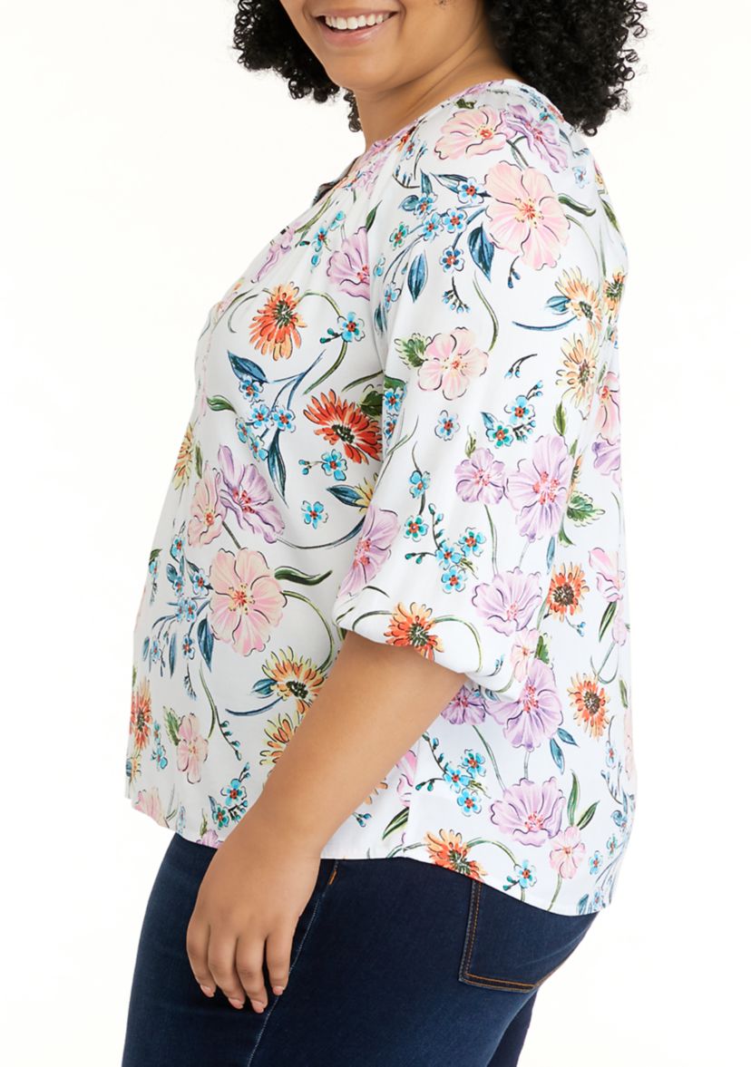 Plus Size 3/4 Sleeve Peasant Shirt