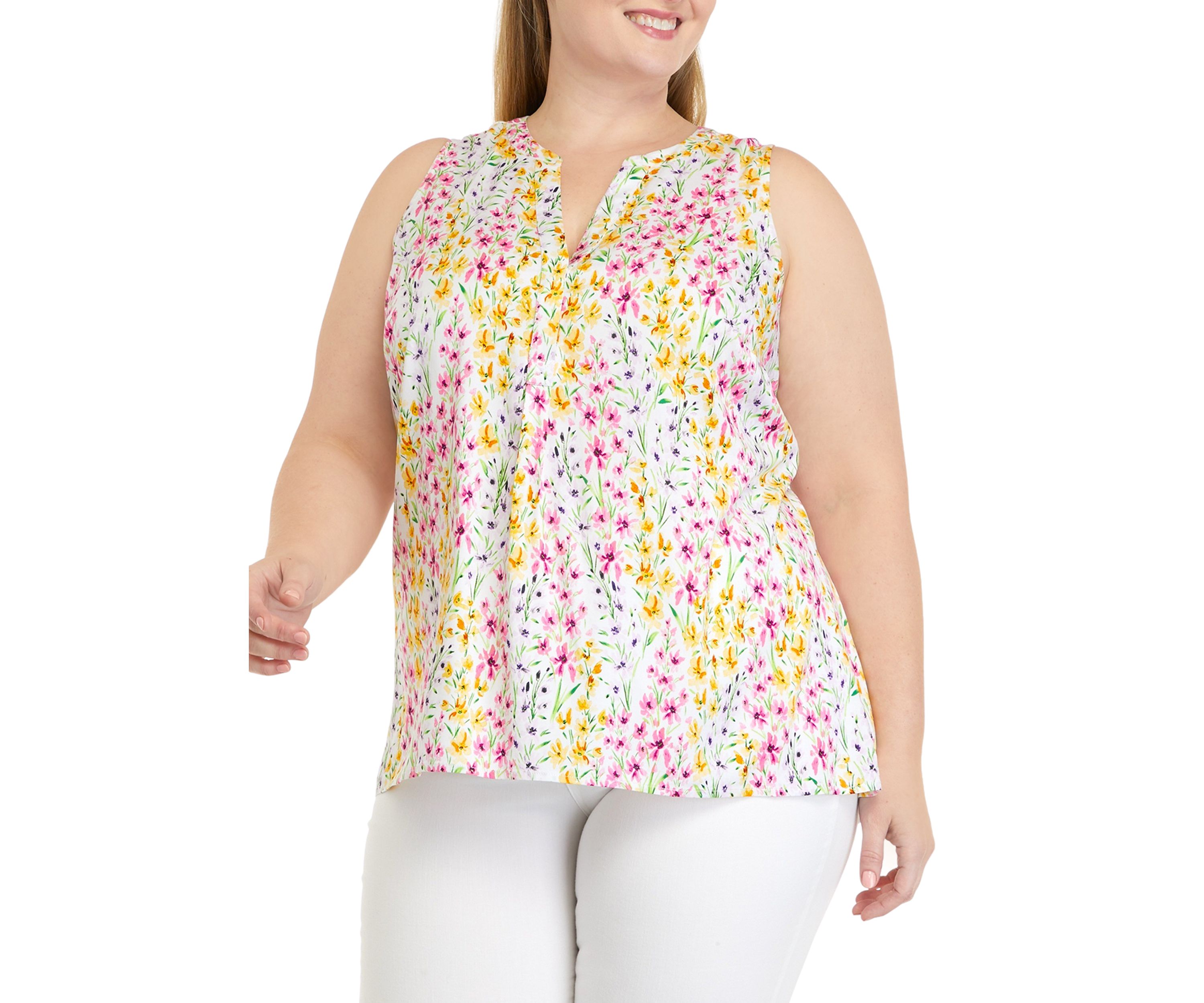 Plus Size Sleeveless Peasant Shirt