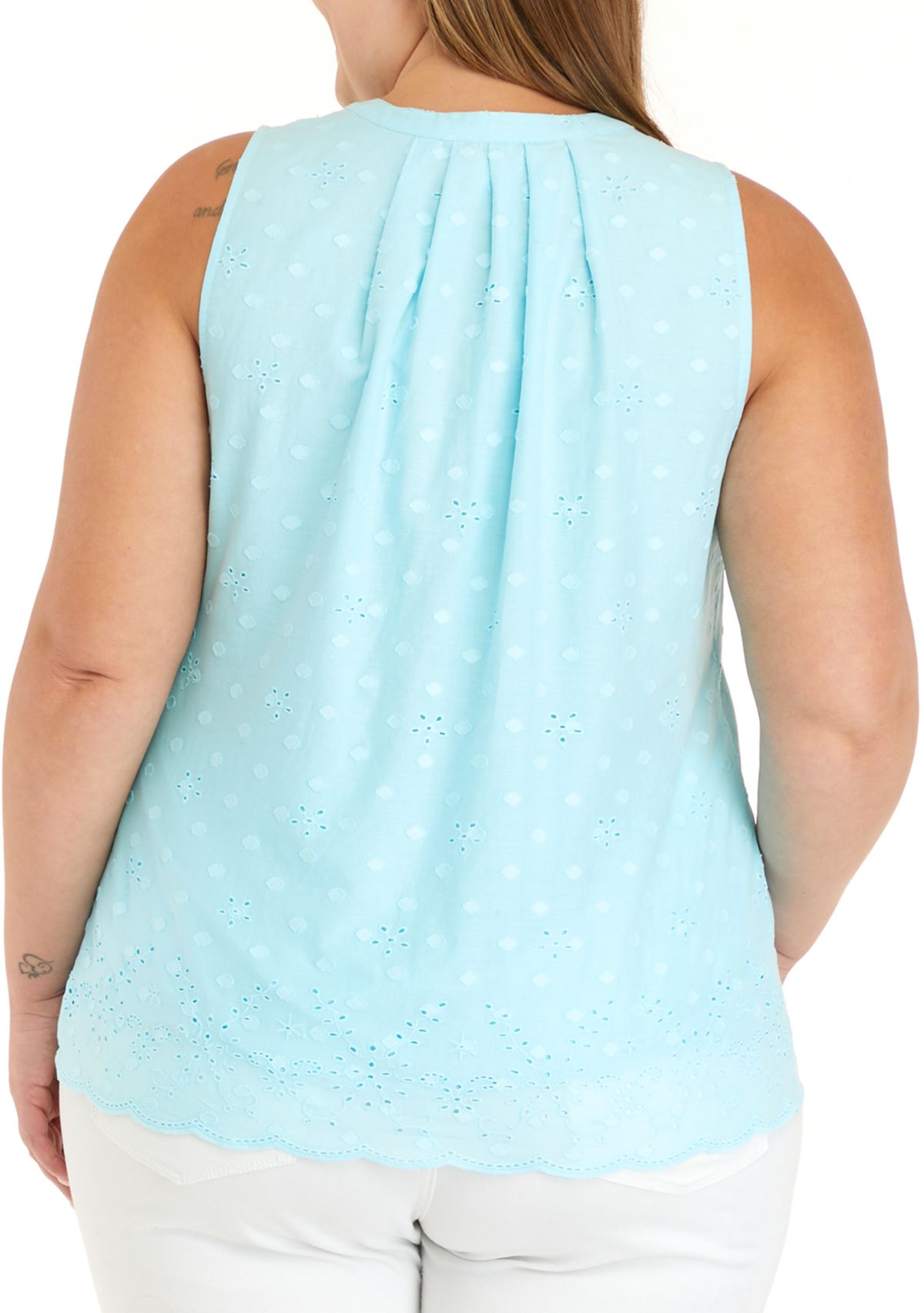 Plus Size Sleeveless  Peasant Top