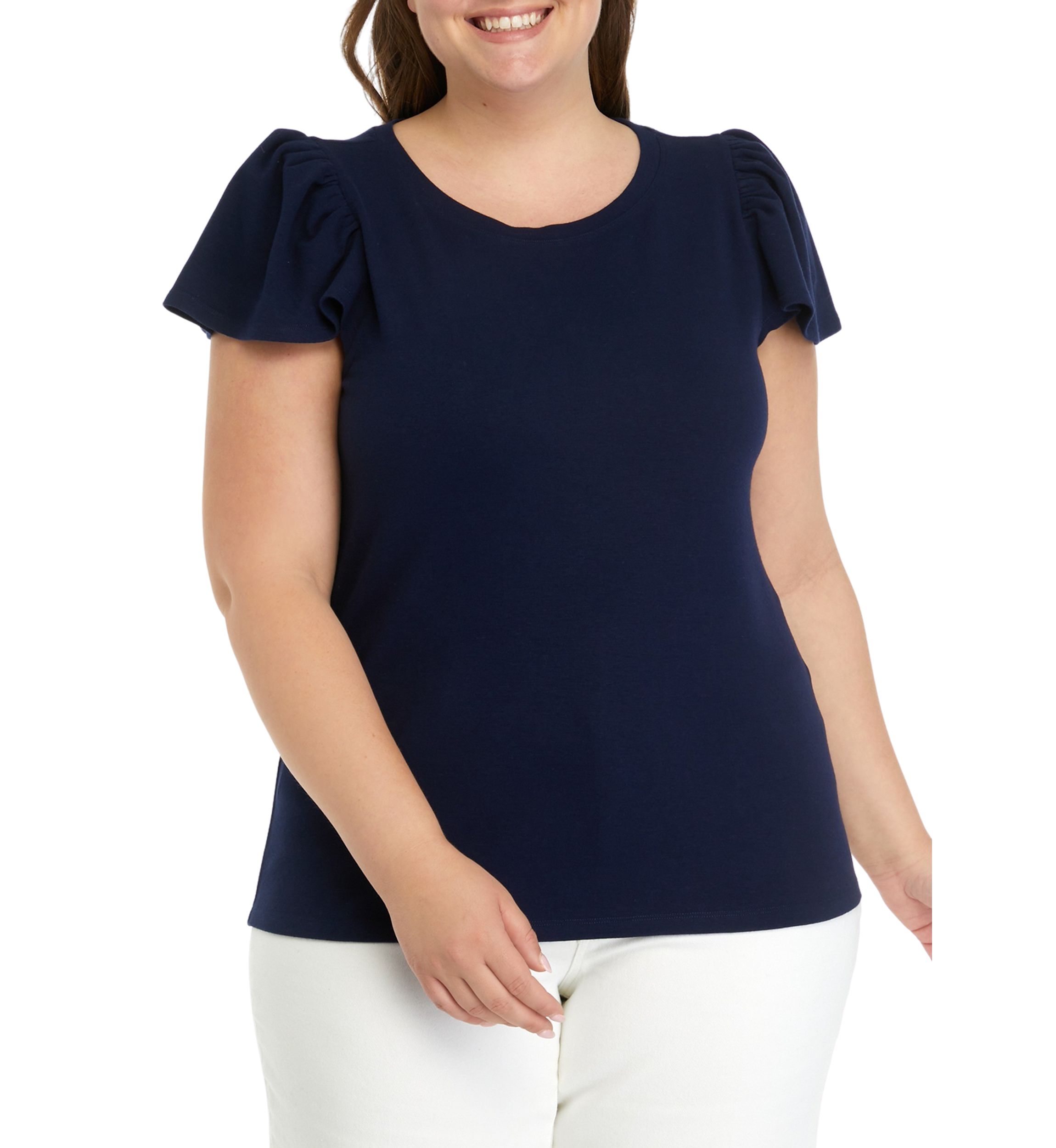 Plus Size Flutter Sleeve T-Shirt