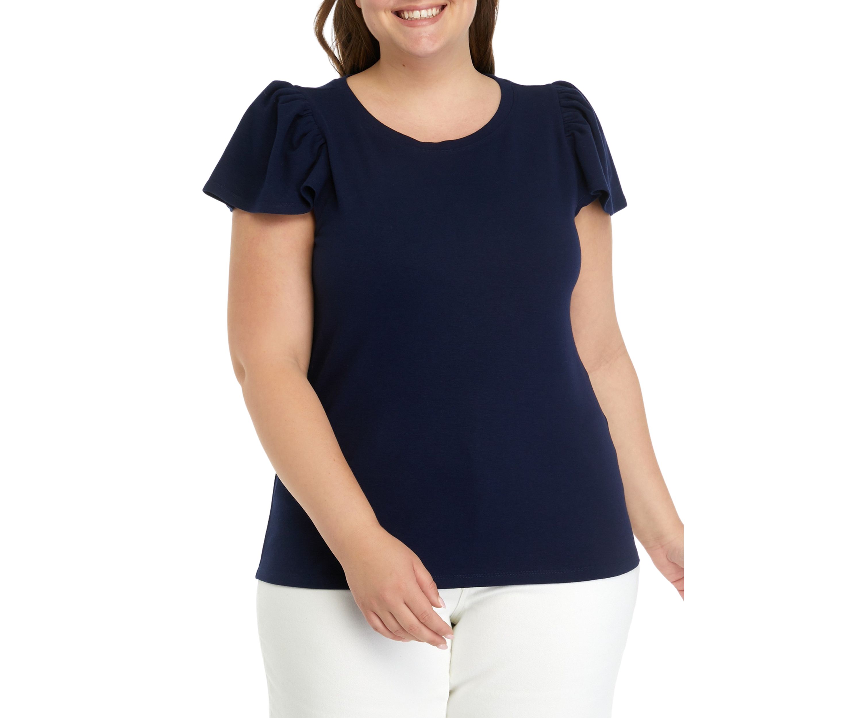 Plus Size Flutter Sleeve T-Shirt