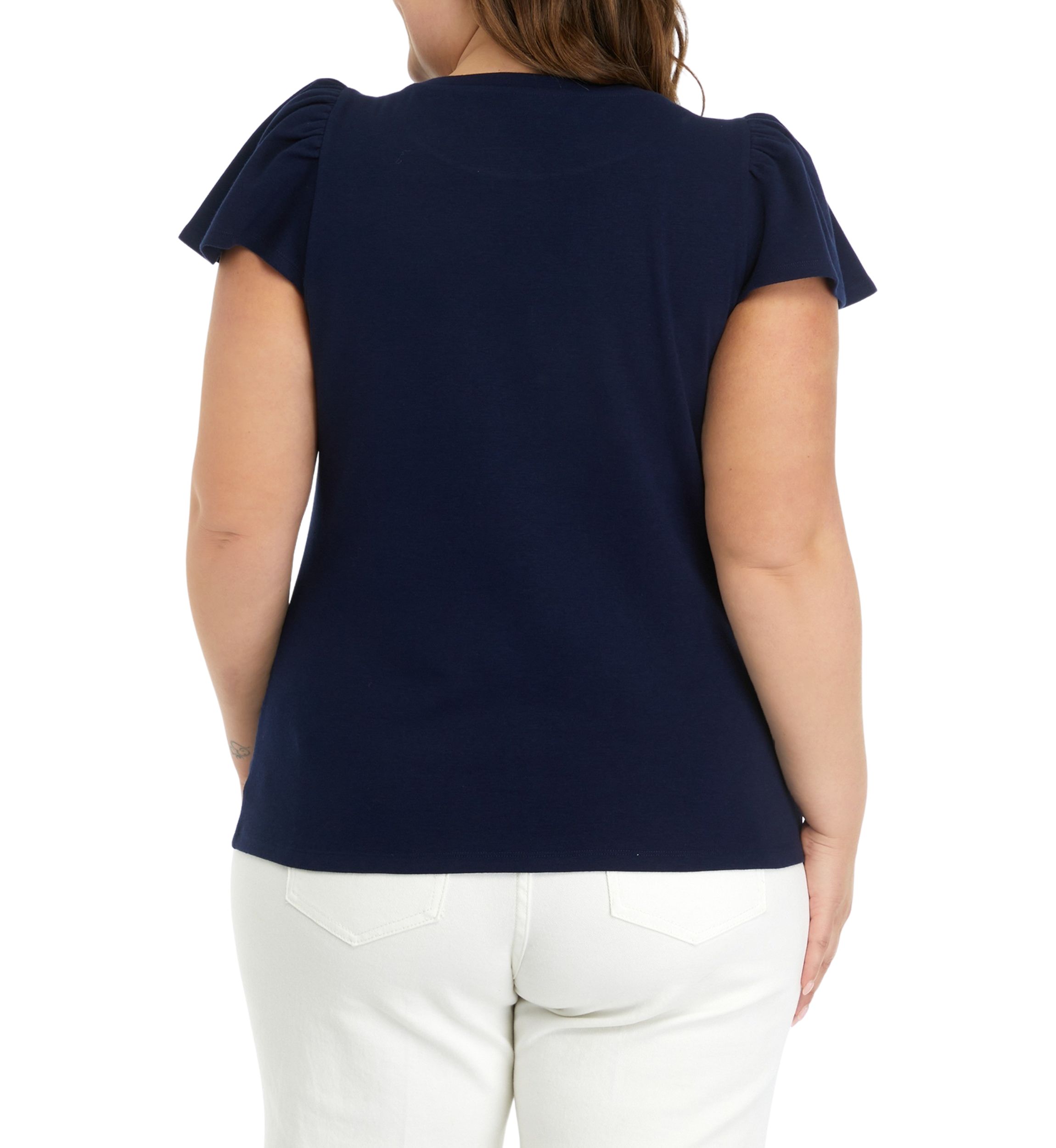 Plus Size Flutter Sleeve T-Shirt