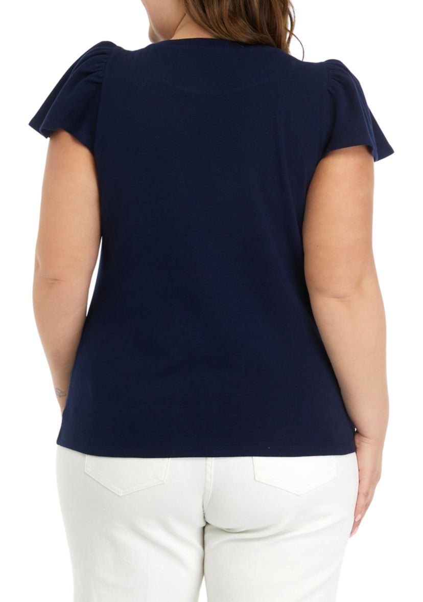 Plus Size Flutter Sleeve T-Shirt