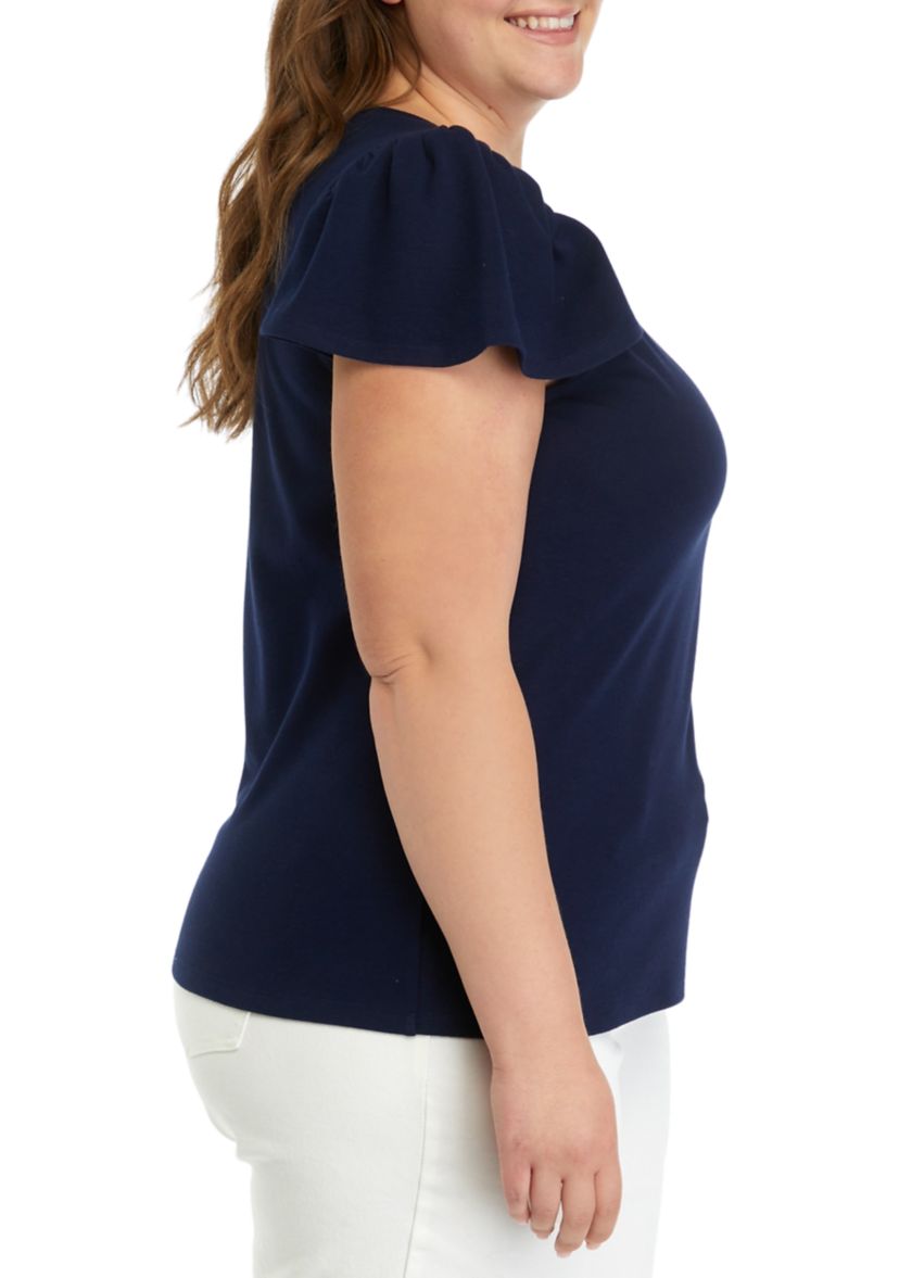 Plus Size Flutter Sleeve T-Shirt