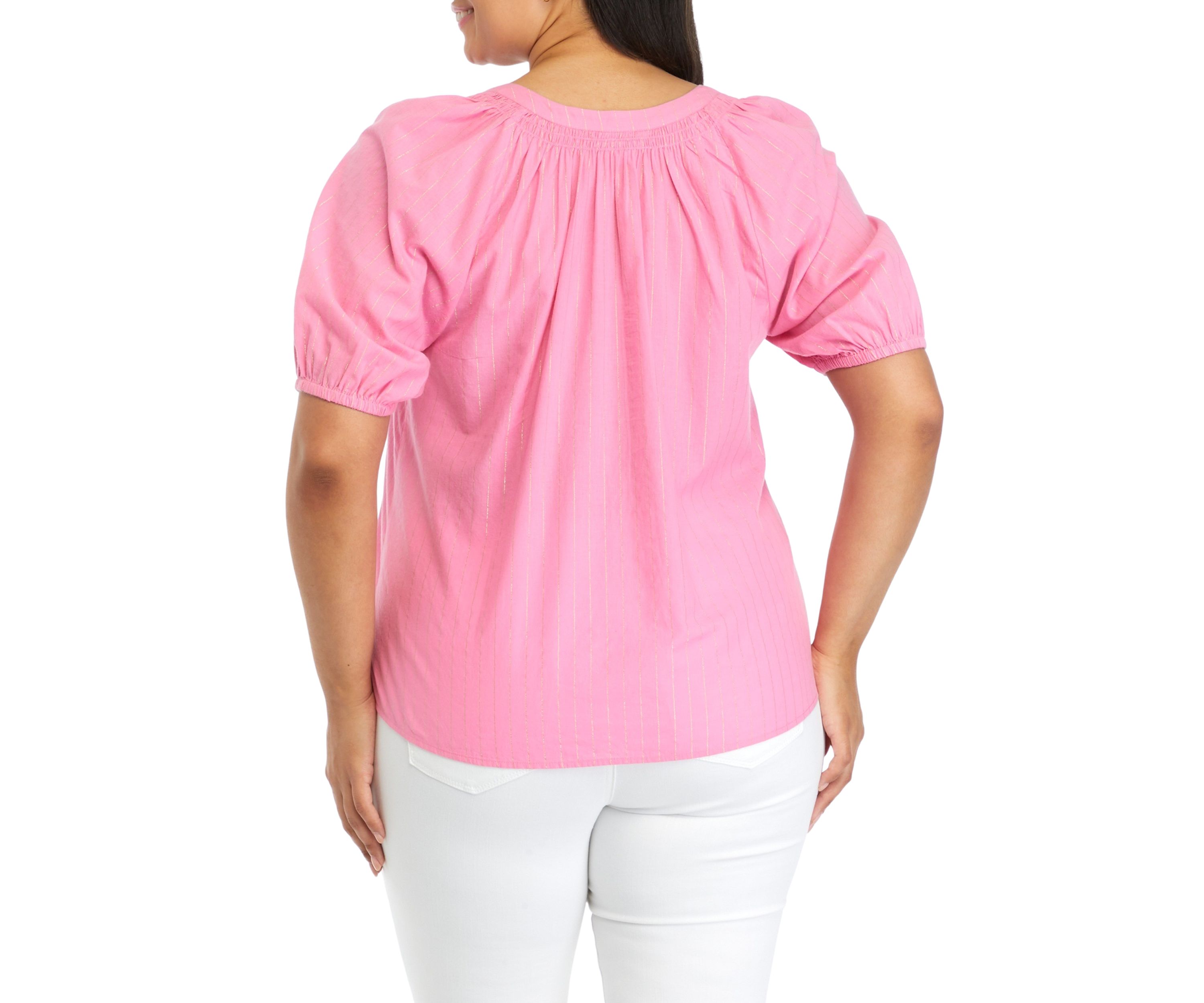 Plus Size Puff Sleeve Peasant Top 