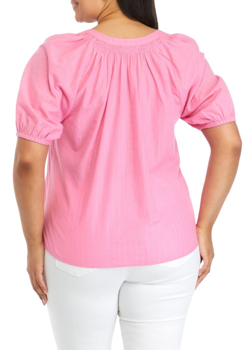 Plus Size Puff Sleeve Peasant Top 