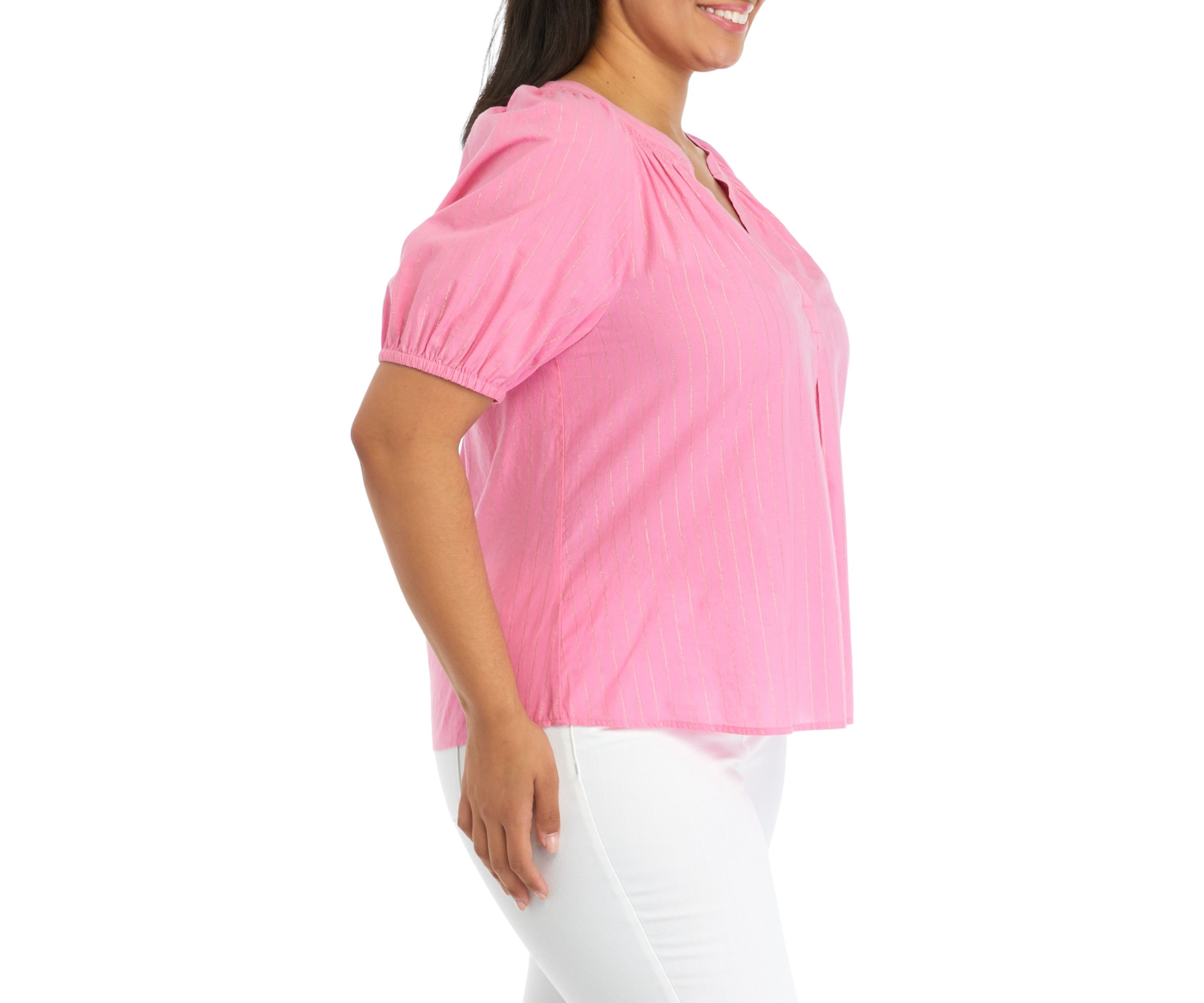 Plus Size Puff Sleeve Peasant Top 