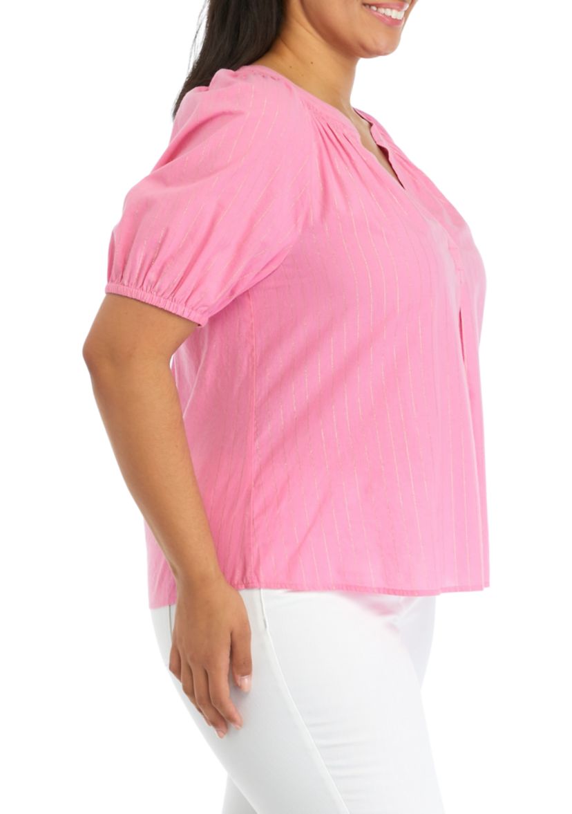 Plus Size Puff Sleeve Peasant Top 