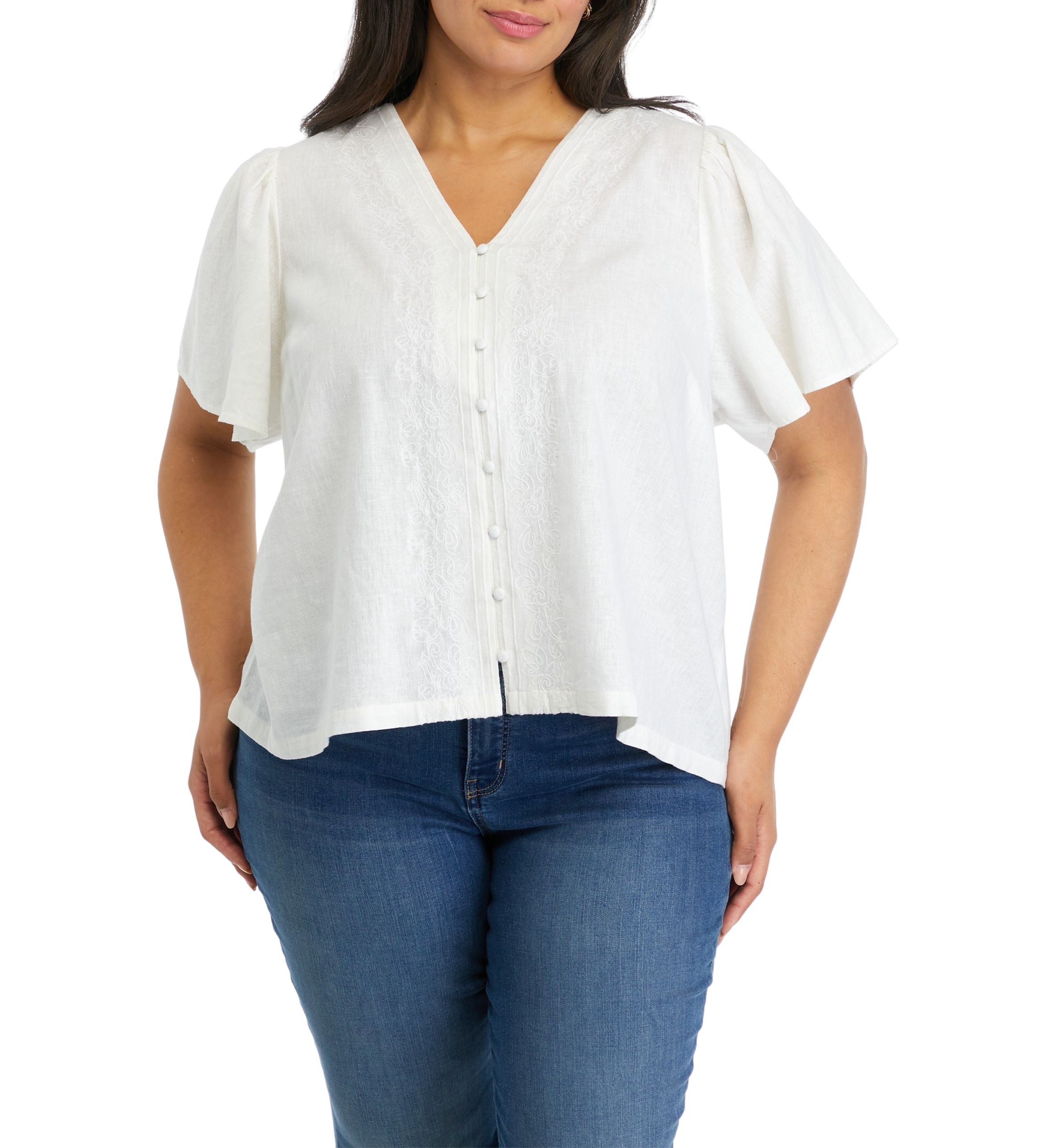 Plus Size Flutter Sleeve Top