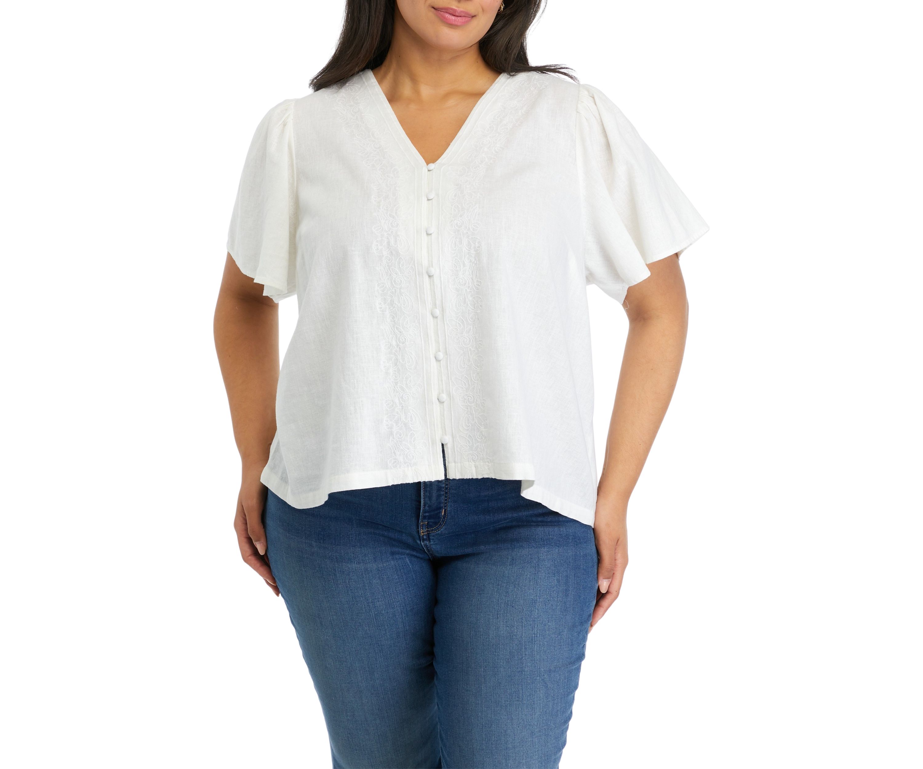 Plus Size Flutter Sleeve Top
