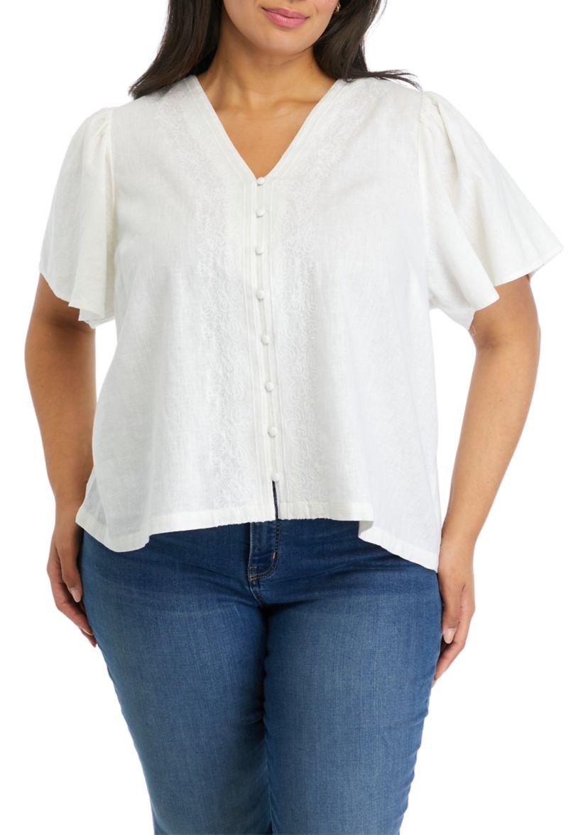 Plus Size Flutter Sleeve Top