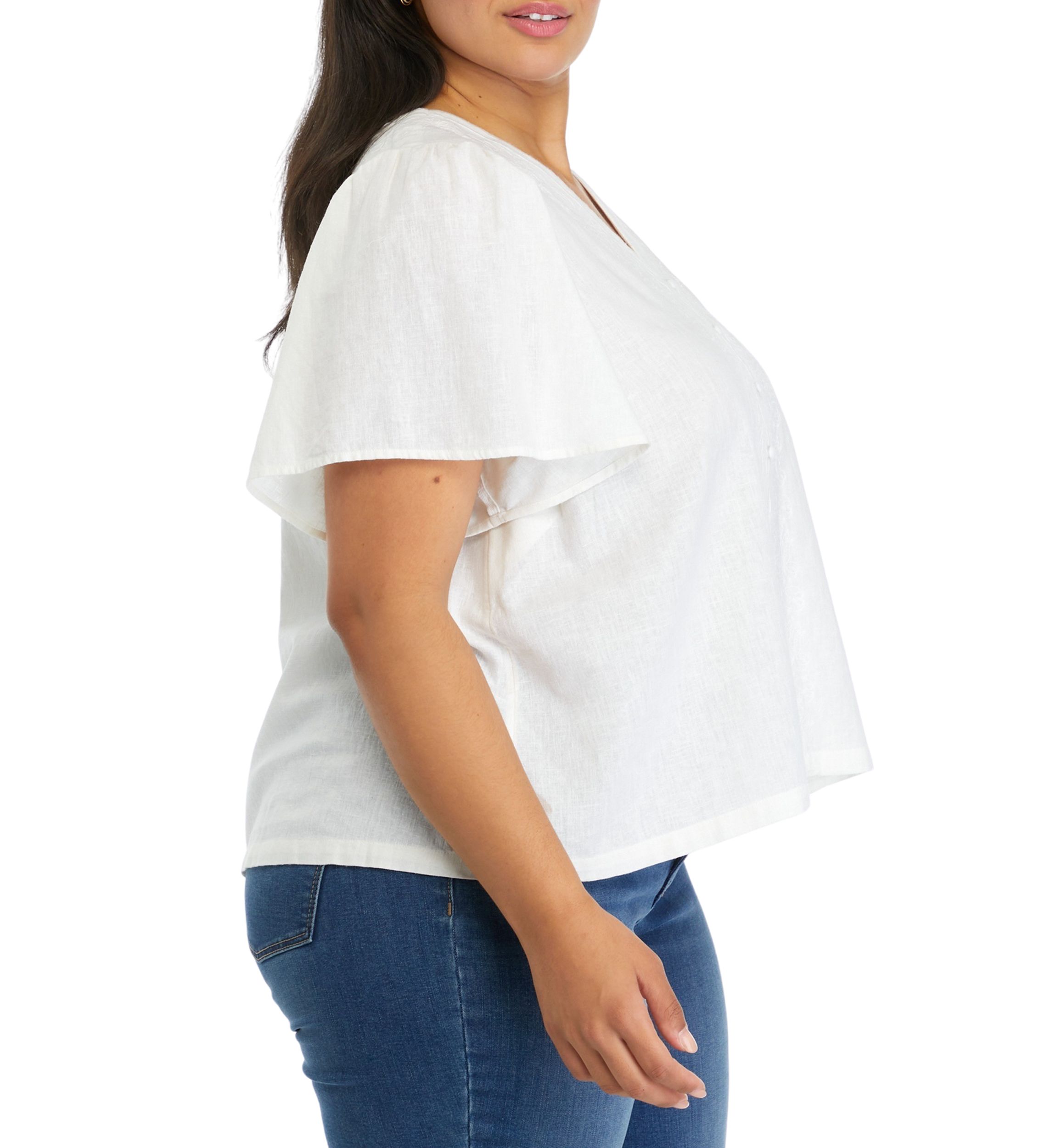 Plus Size Flutter Sleeve Top