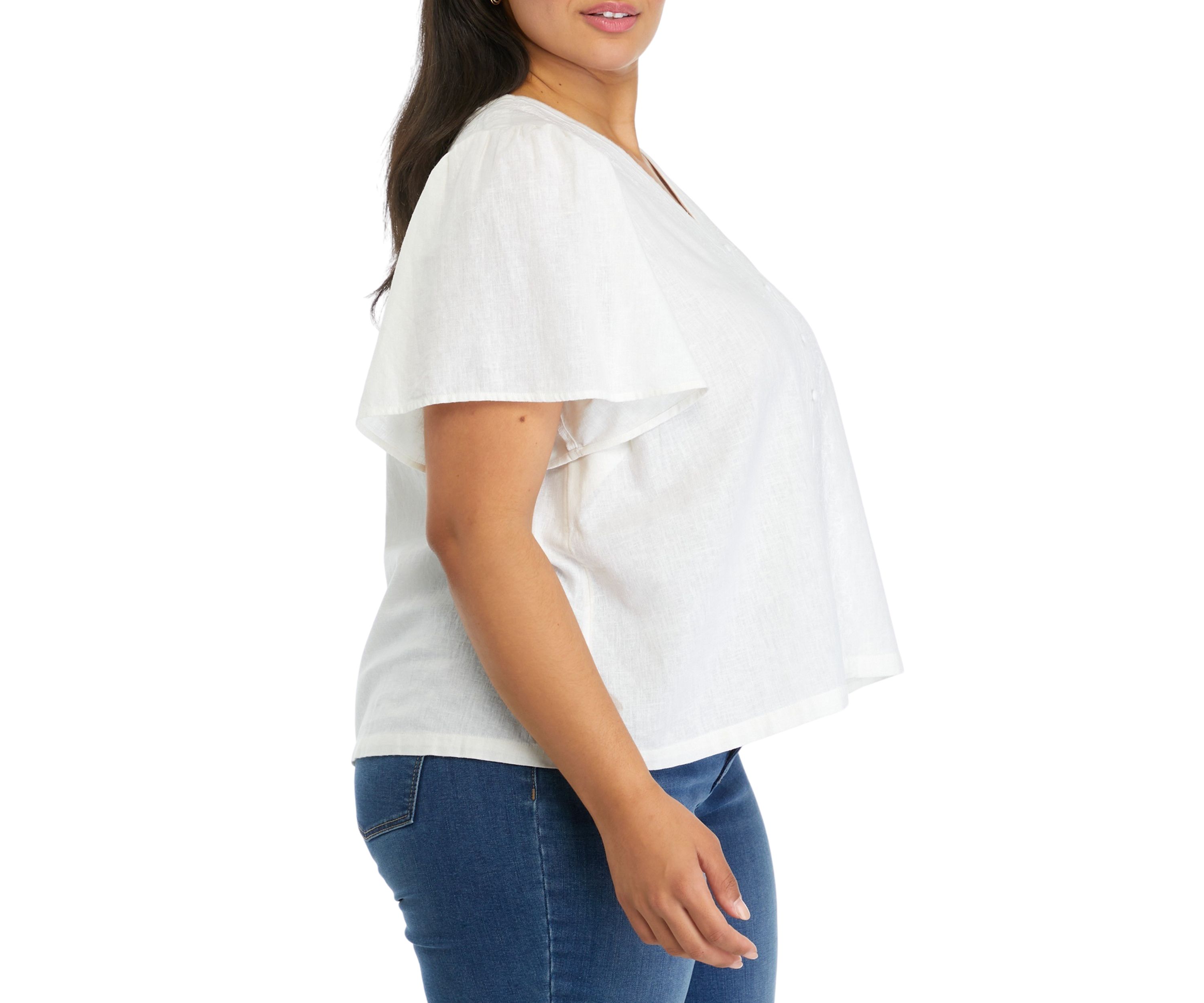 Plus Size Flutter Sleeve Top