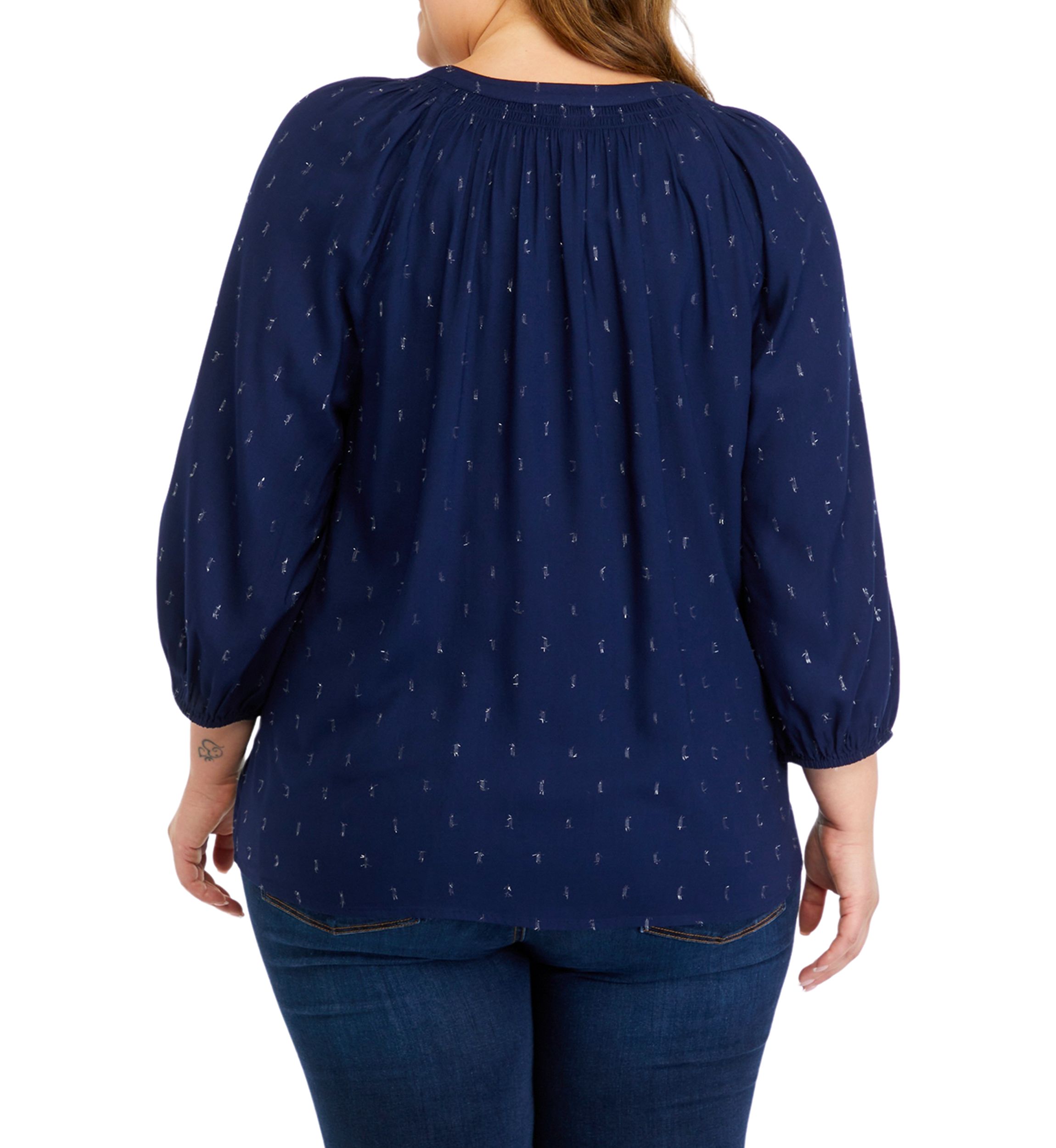 Plus Size Printed Peasant Top