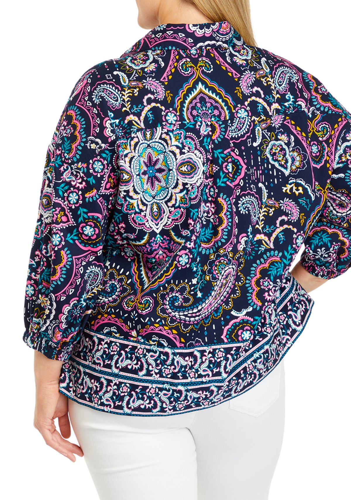 Plus Size Printed Popover Top