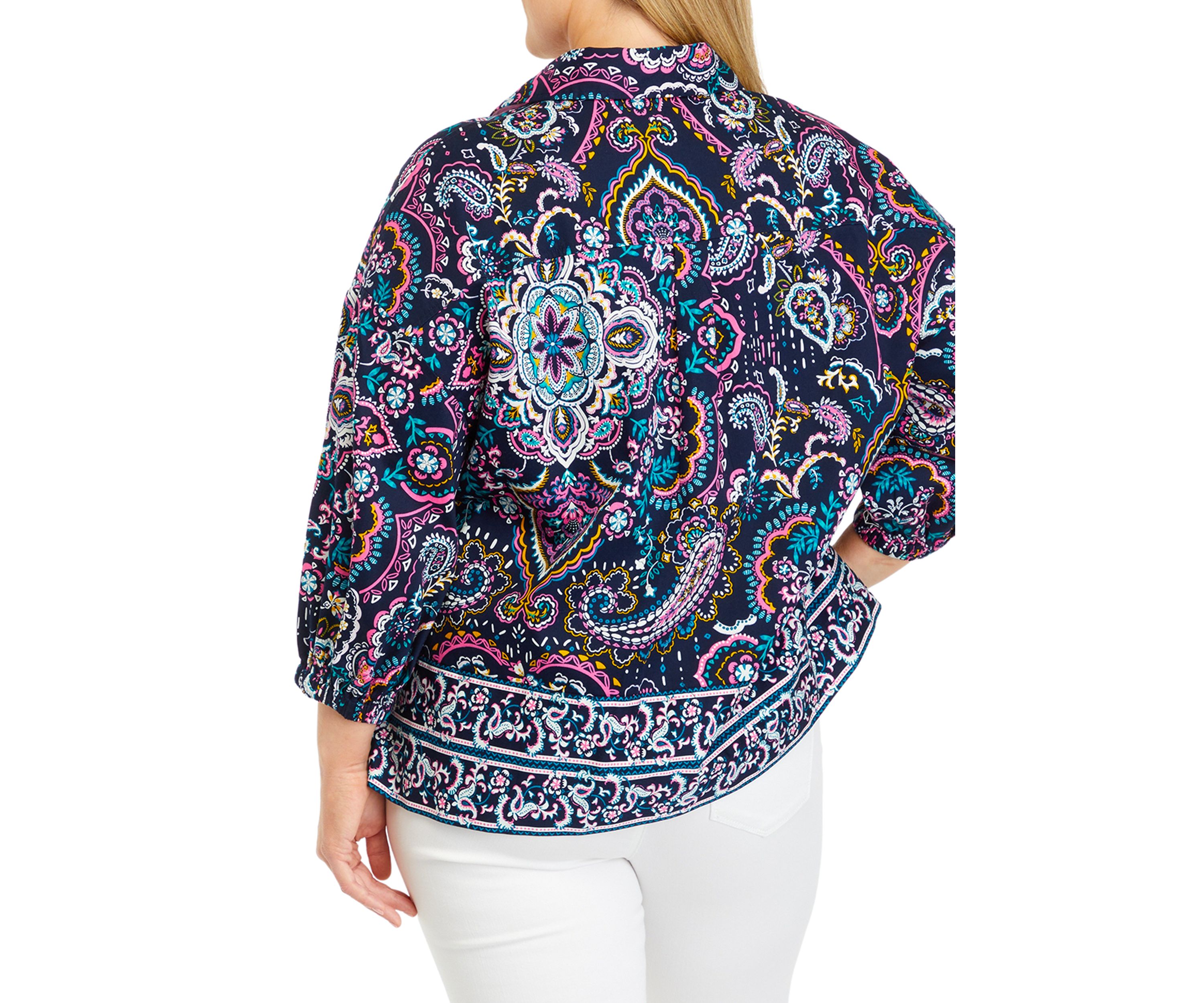Plus Size Printed Popover Top