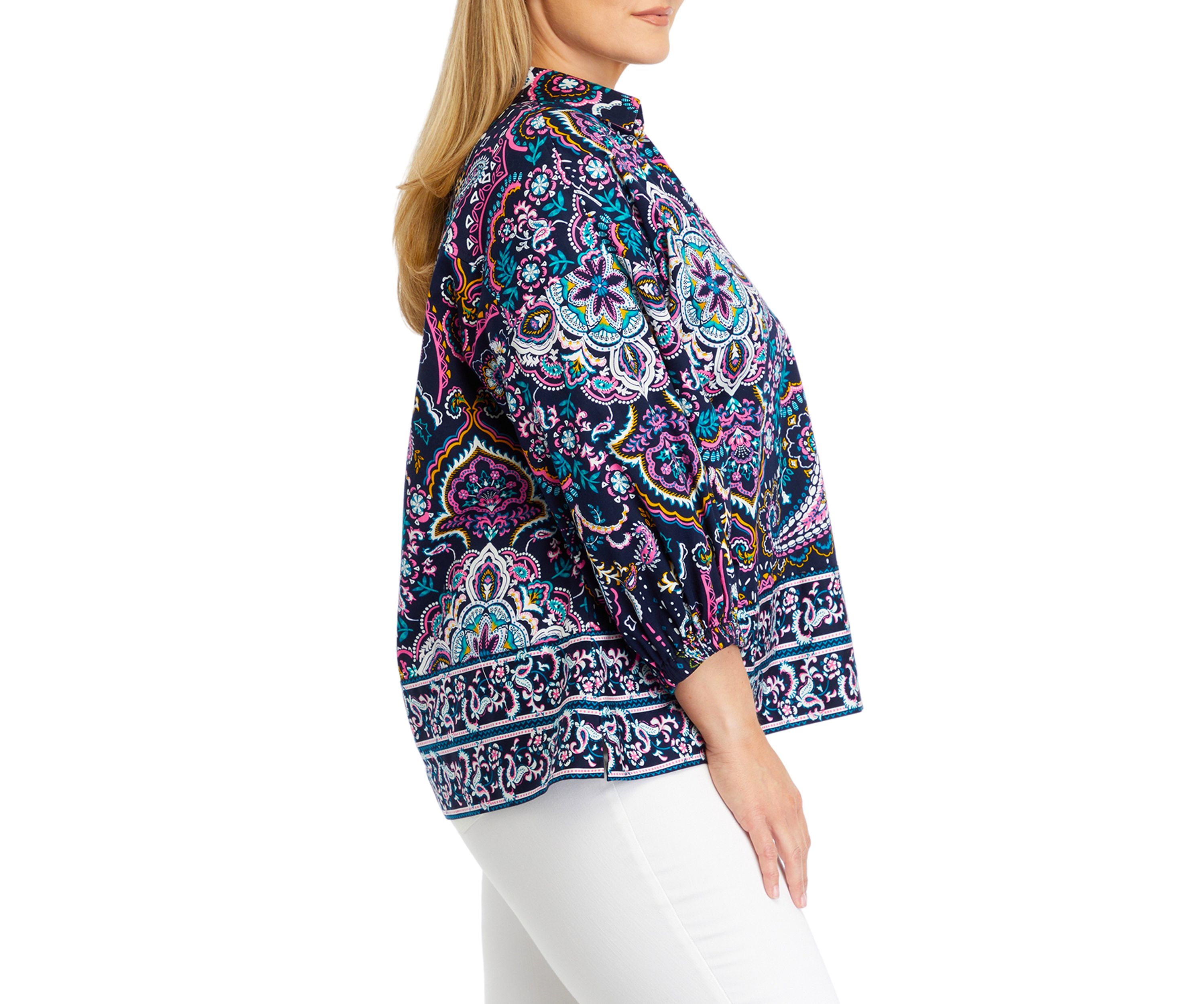 Plus Size Printed Popover Top