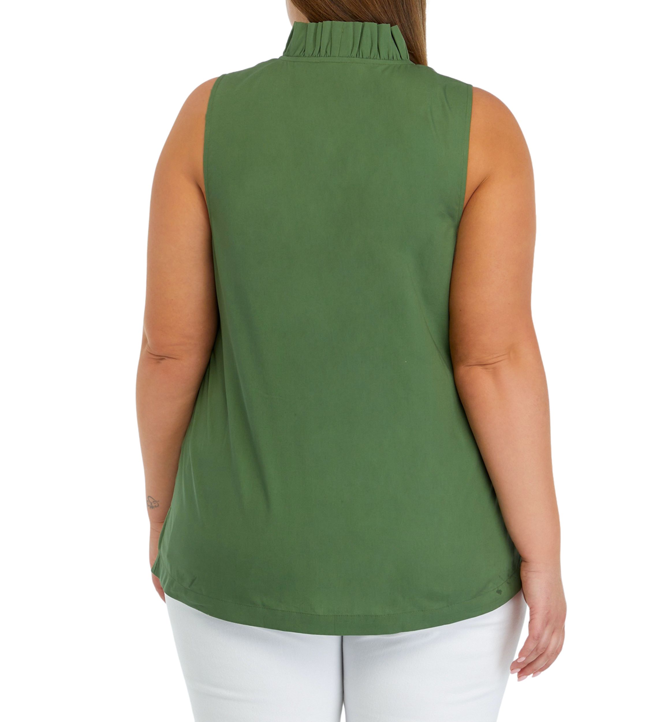 Plus Size Solid Ruffle Neck Top