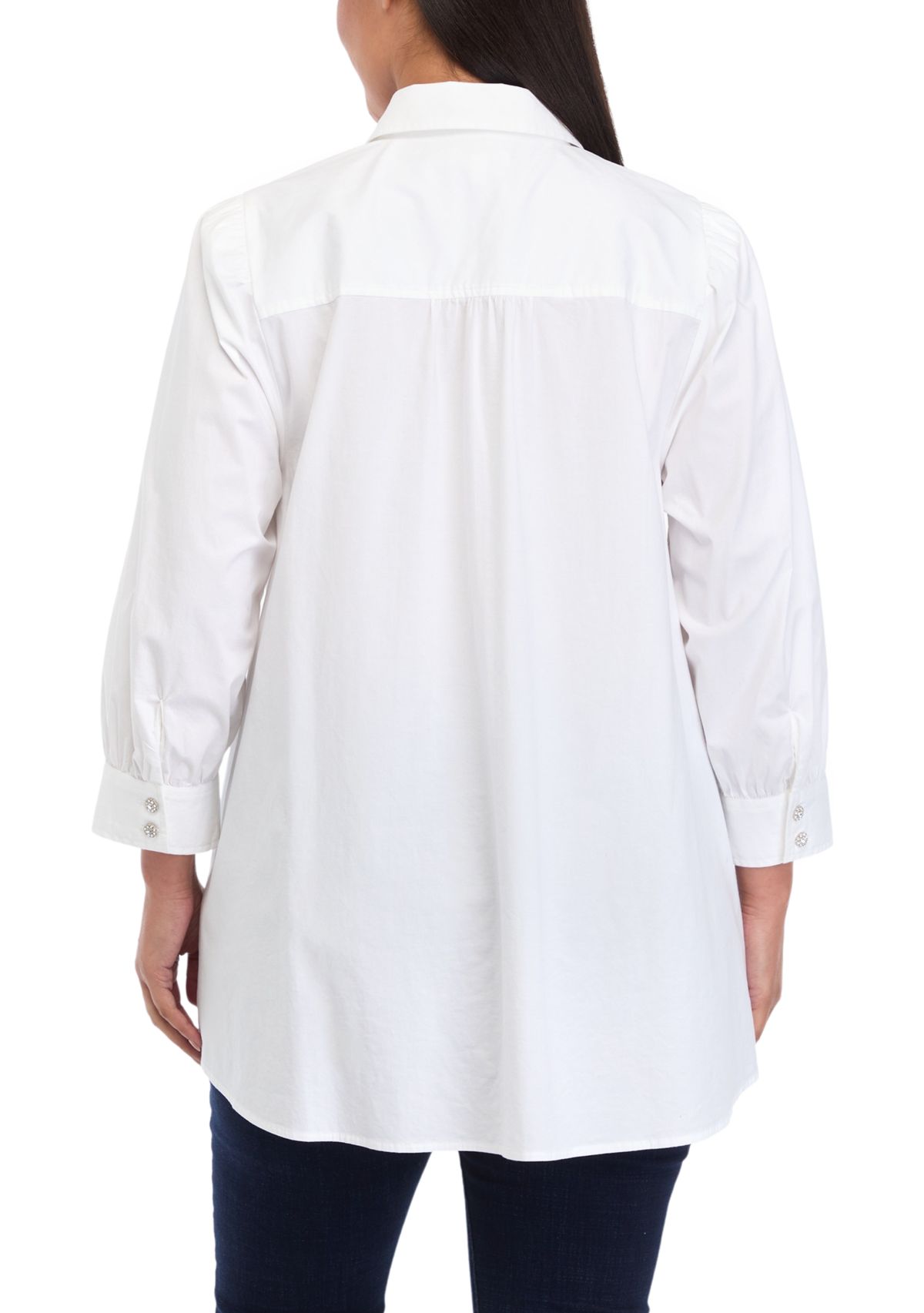 Plus Size 3/4 Sleeve Button Down Shirt 