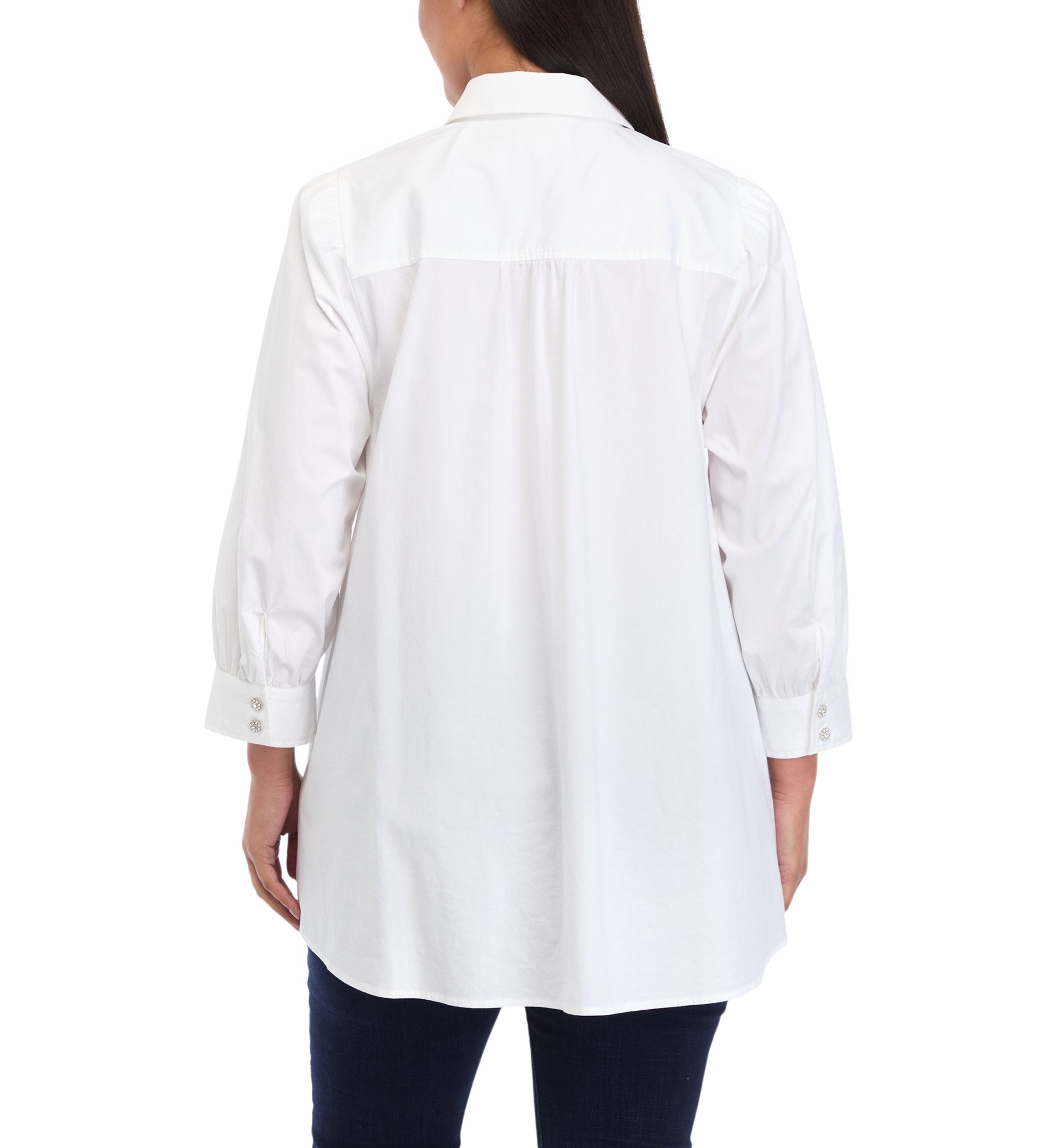 Plus Size 3/4 Sleeve Button Down Shirt 