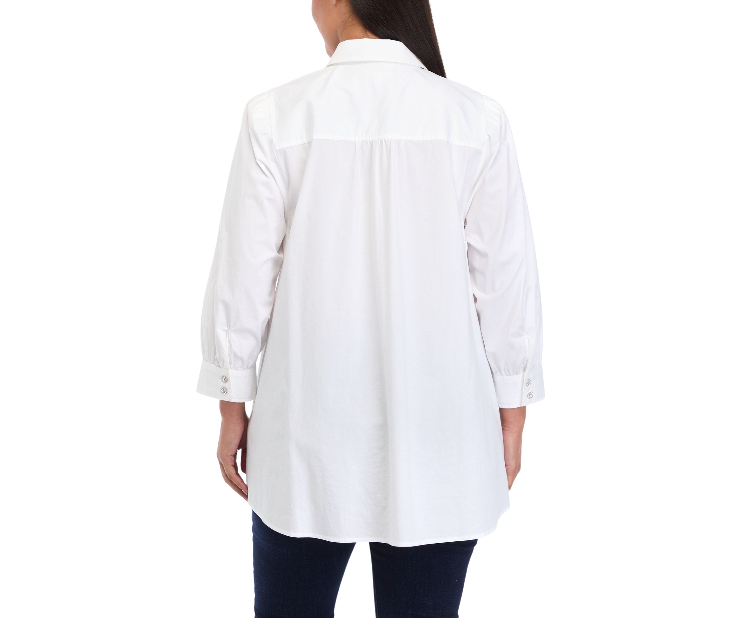 Plus Size 3/4 Sleeve Button Down Shirt 
