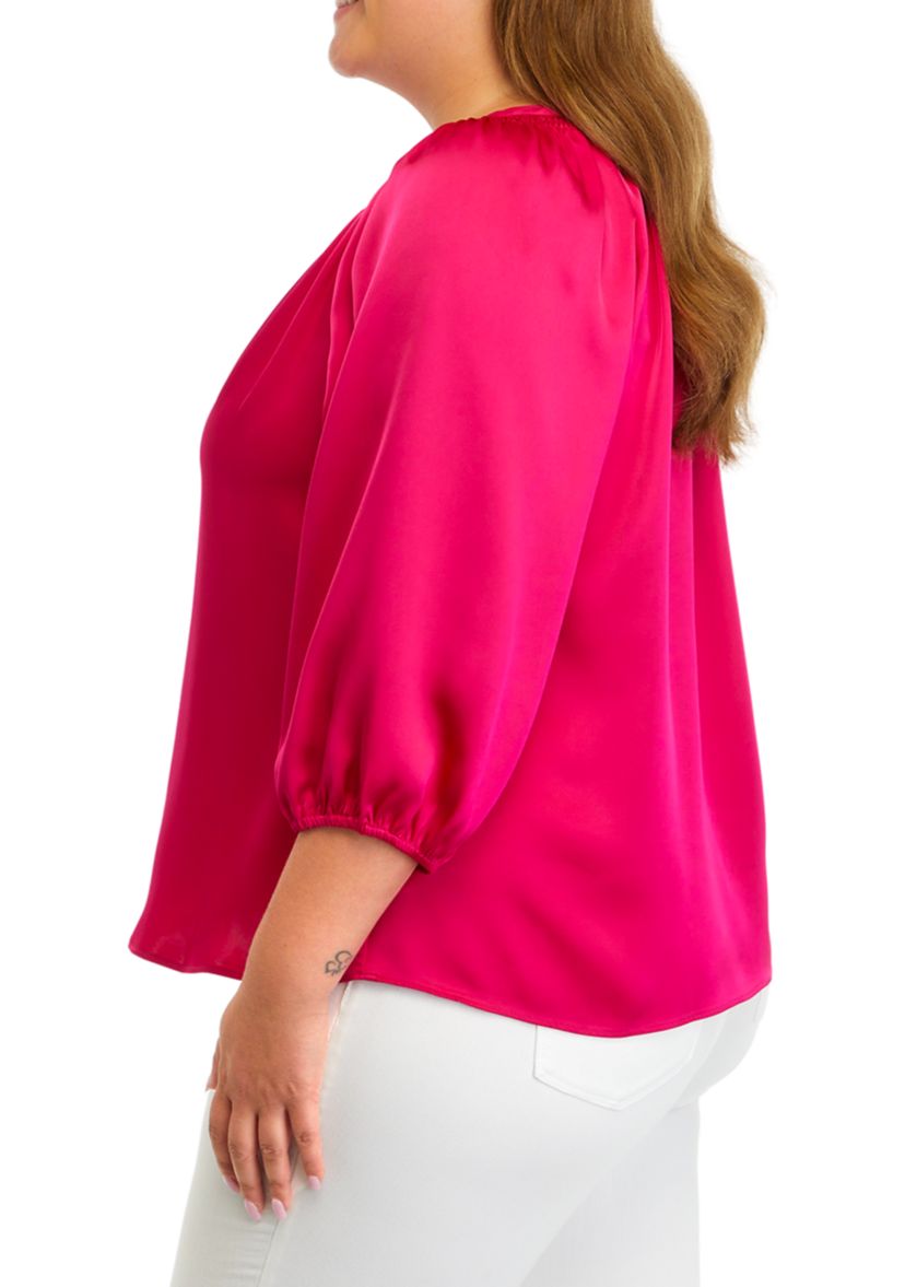 Plus Size Satin Peasant Top