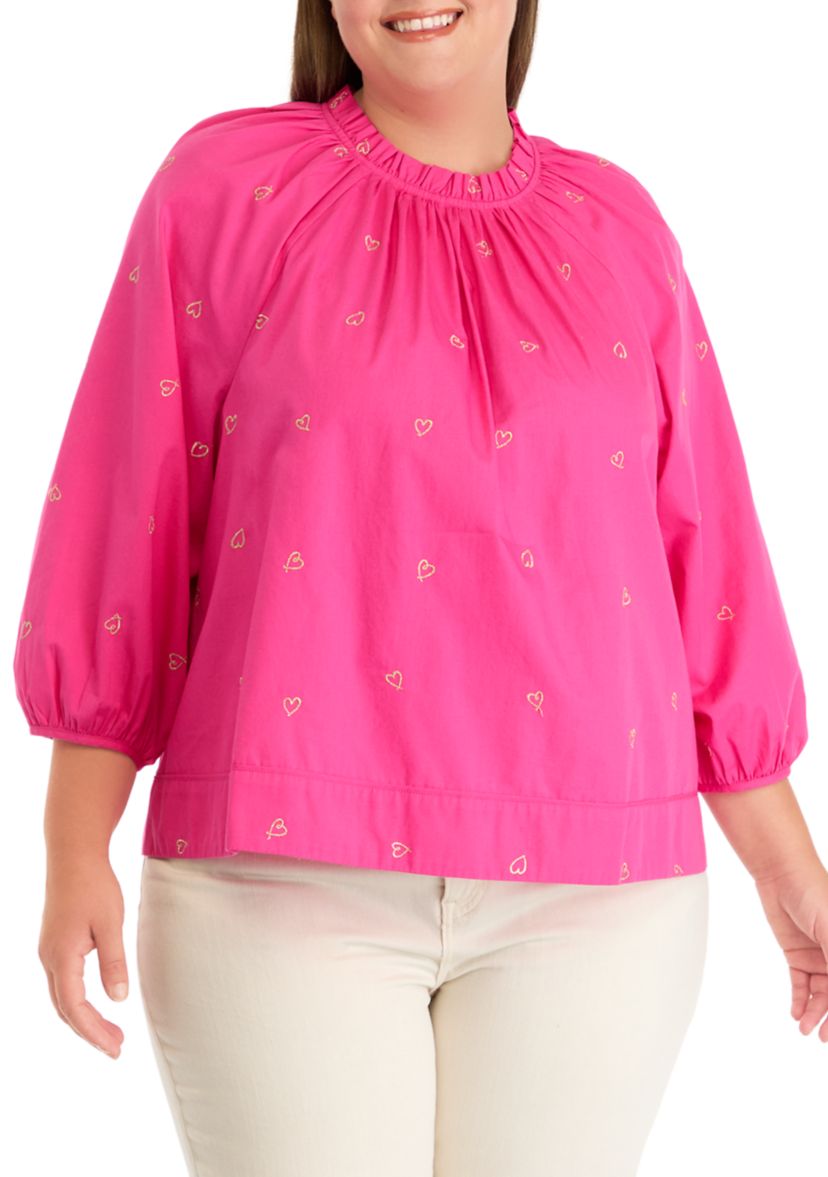 Plus Size 3/4 Sleeve Woven Swing Top