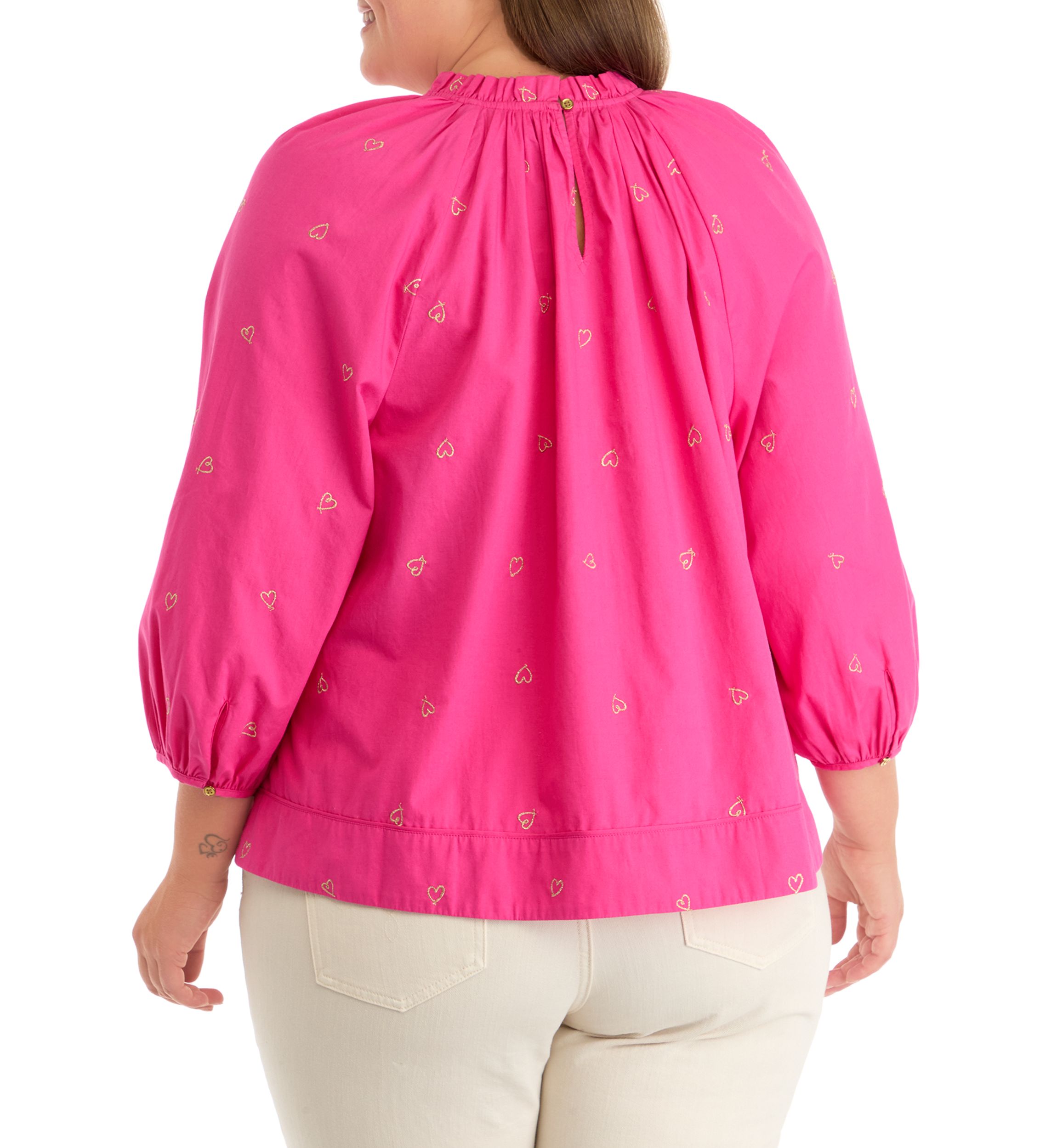 Plus Size 3/4 Sleeve Woven Swing Top