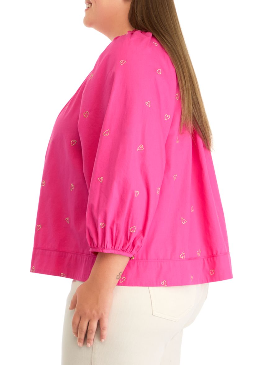 Plus Size 3/4 Sleeve Woven Swing Top