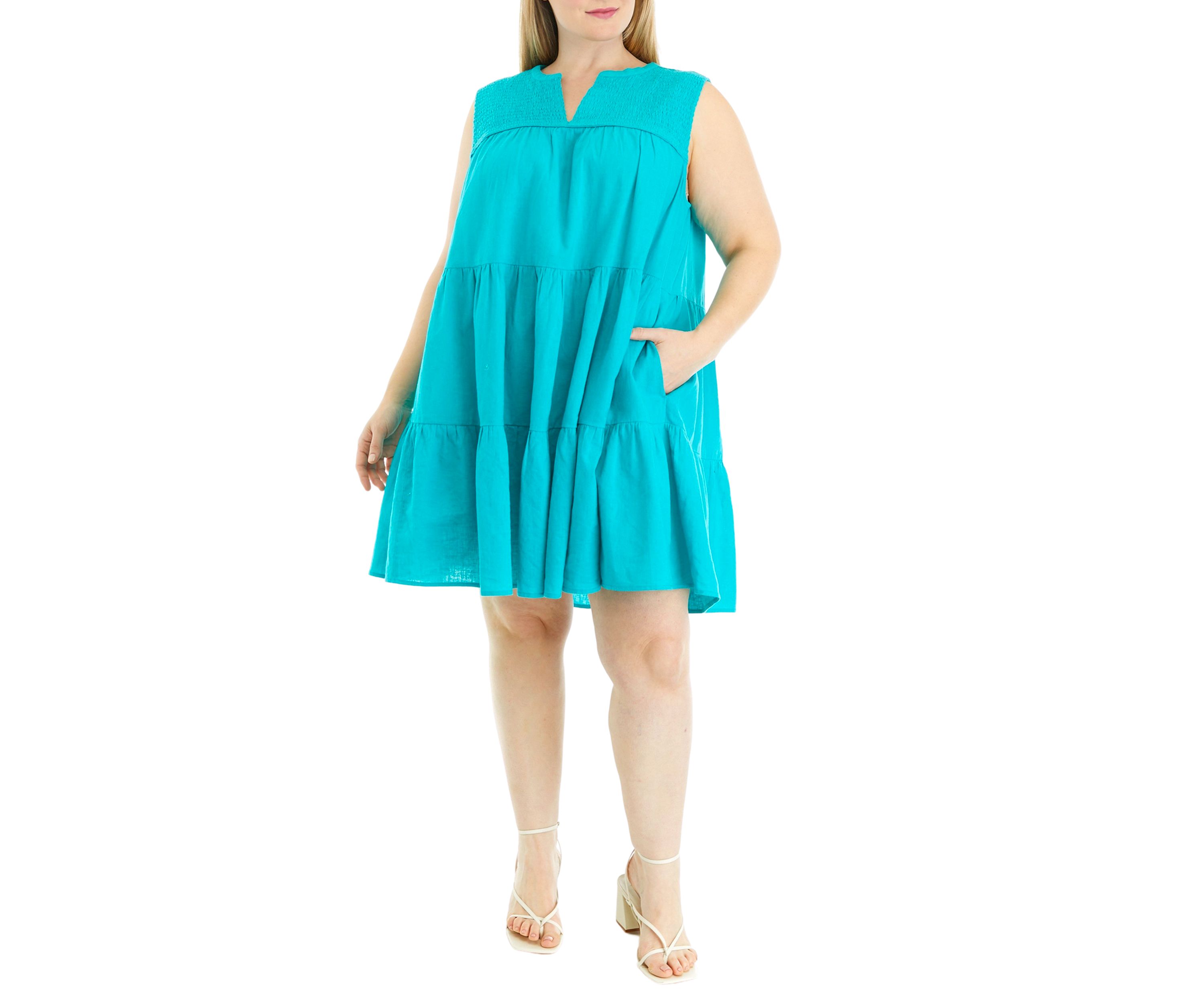 Plus Size Smocked Peasant Dress