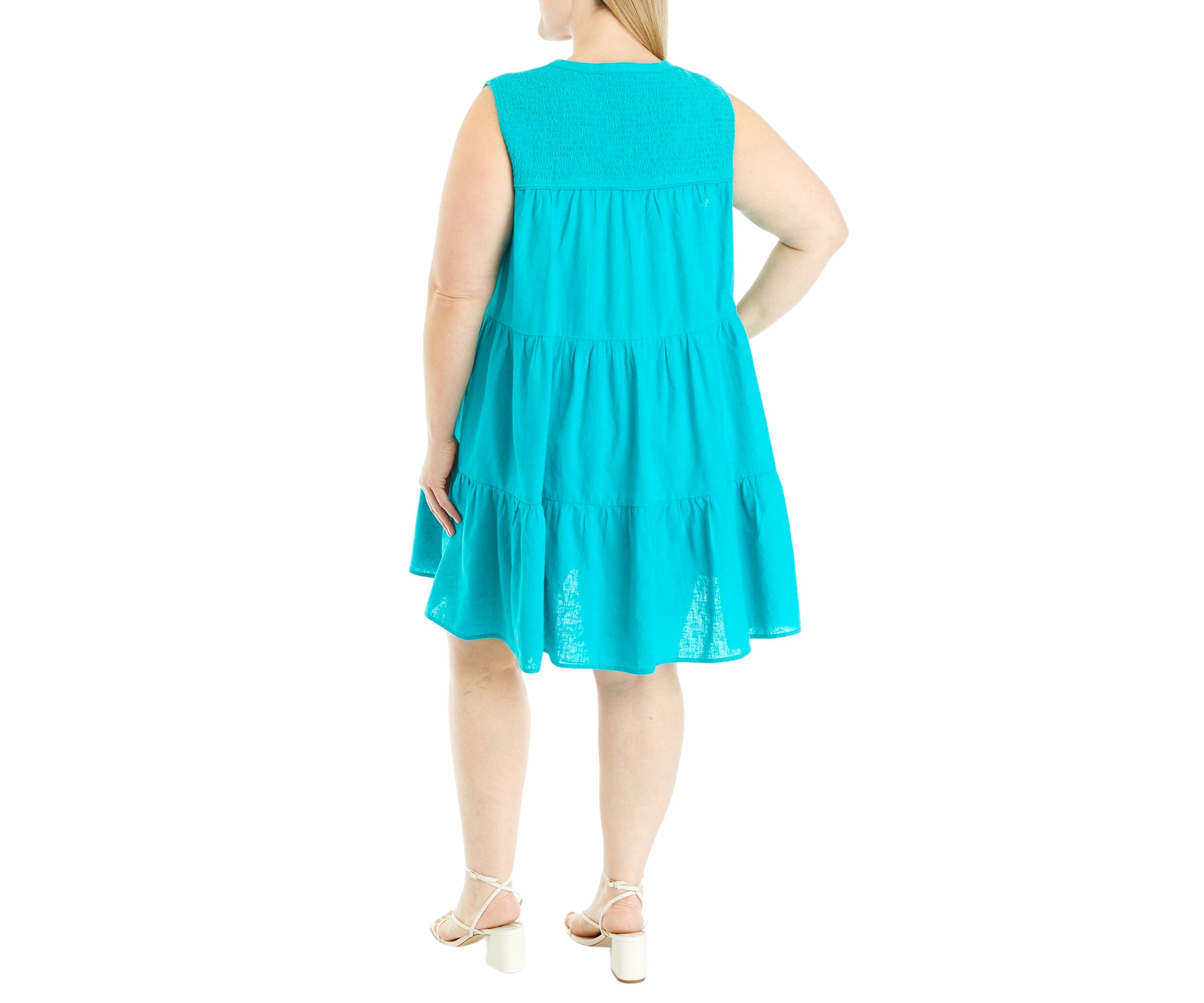Plus Size Smocked Peasant Dress