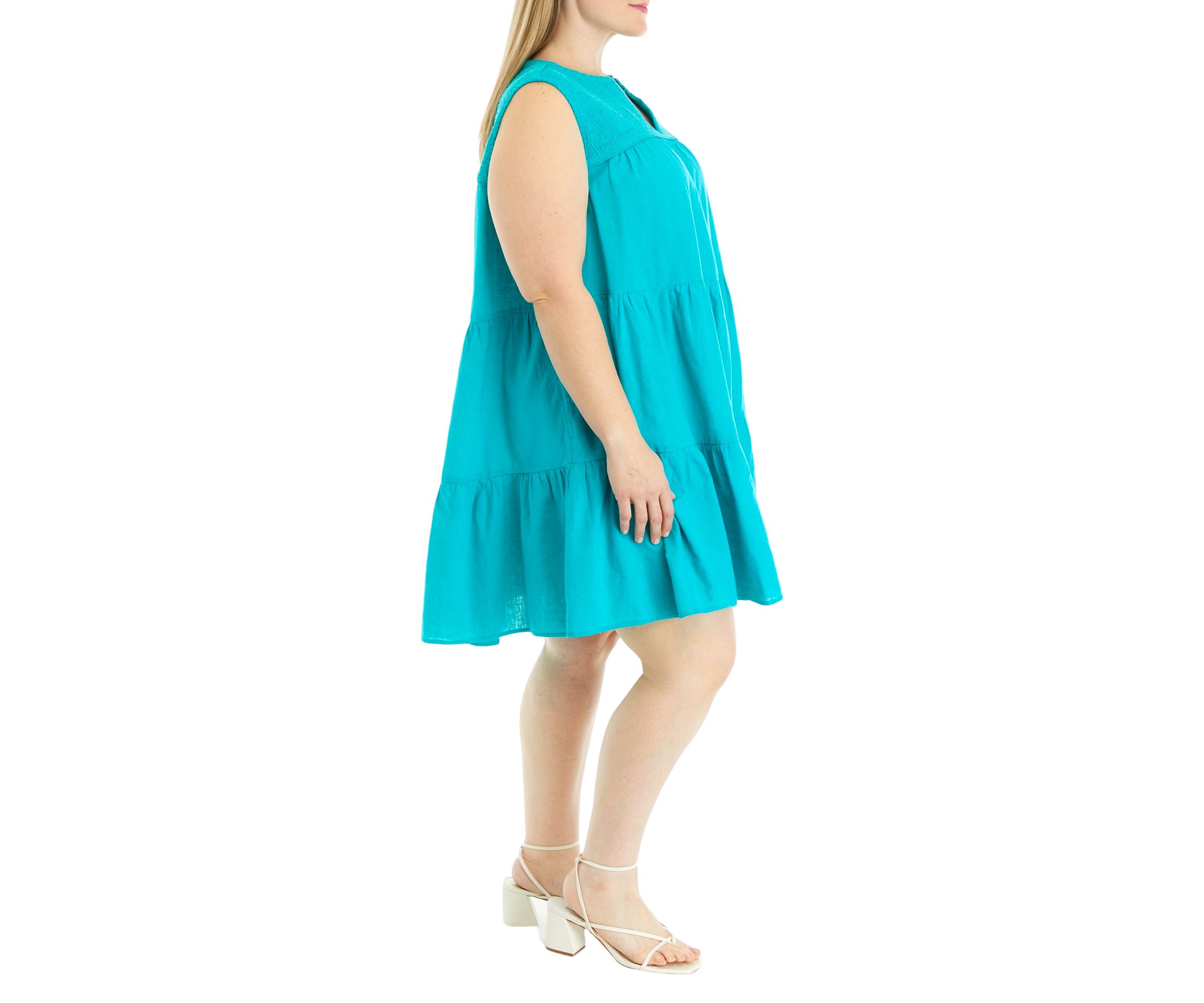 Plus Size Smocked Peasant Dress