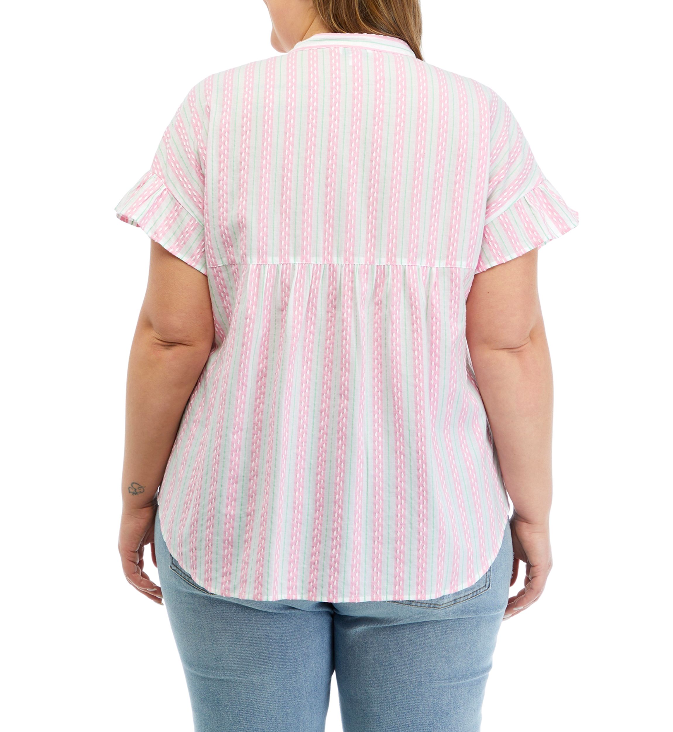 Plus Size Printed Ruffle Top