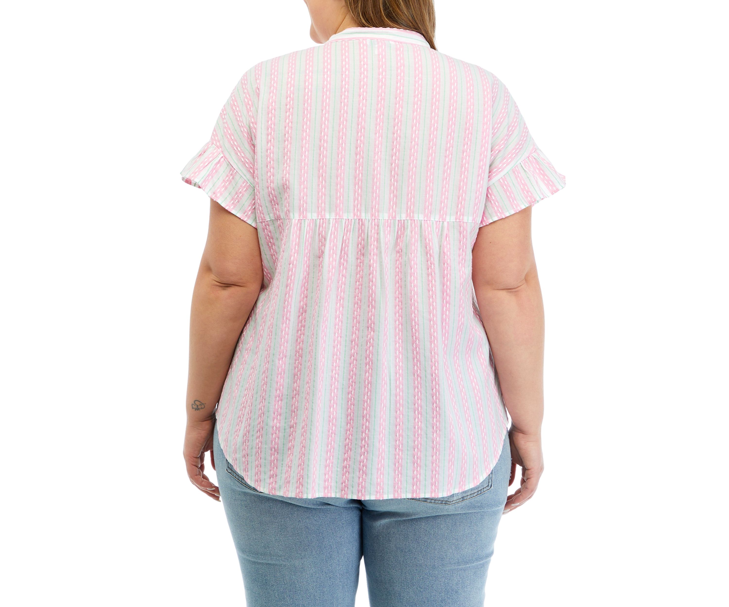 Plus Size Printed Ruffle Top