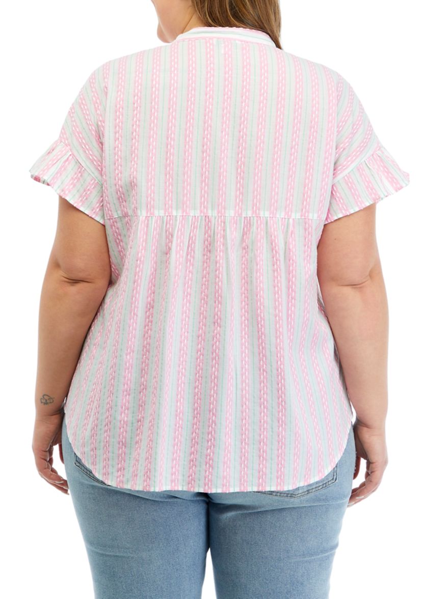 Plus Size Printed Ruffle Top