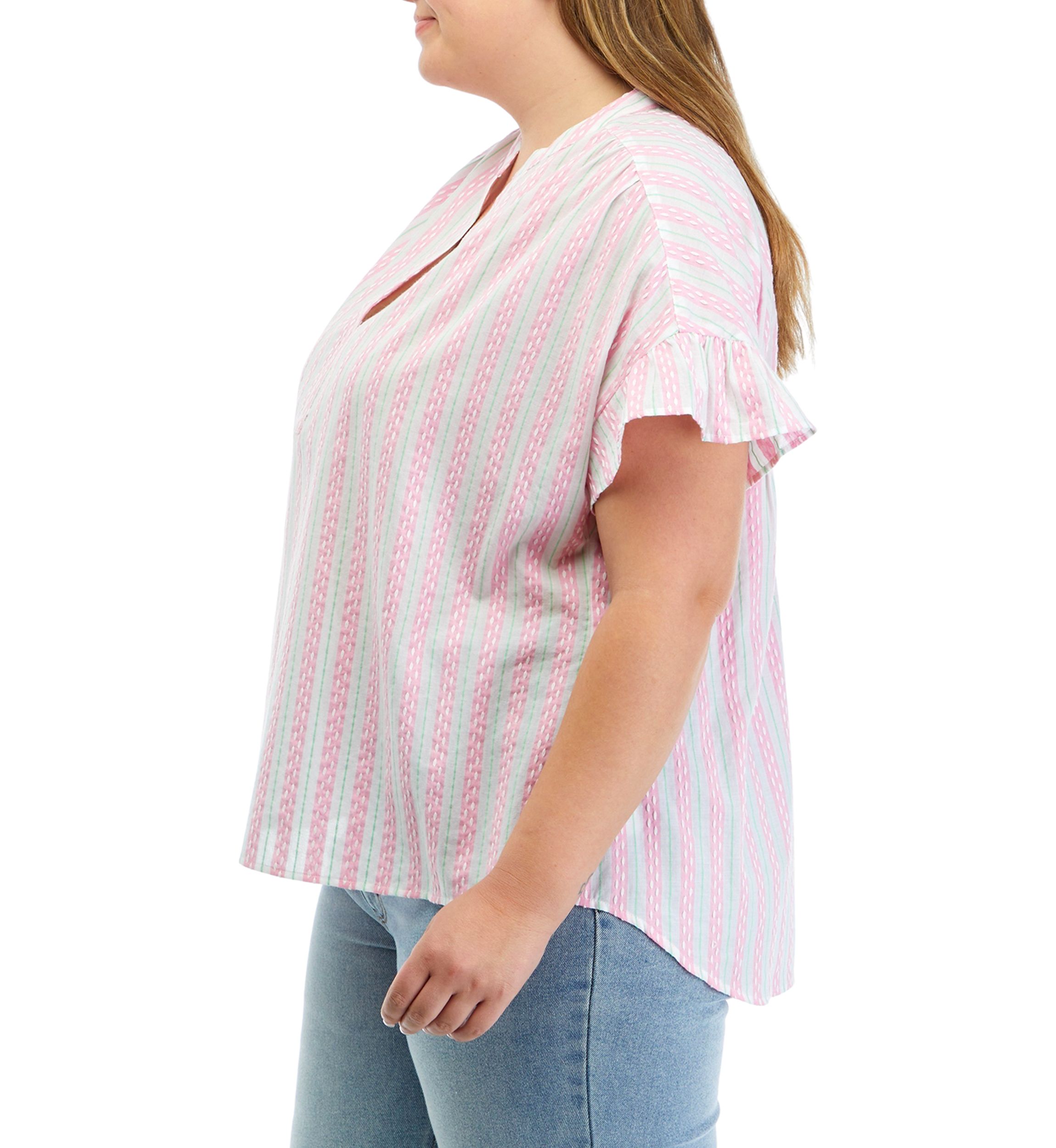 Plus Size Printed Ruffle Top