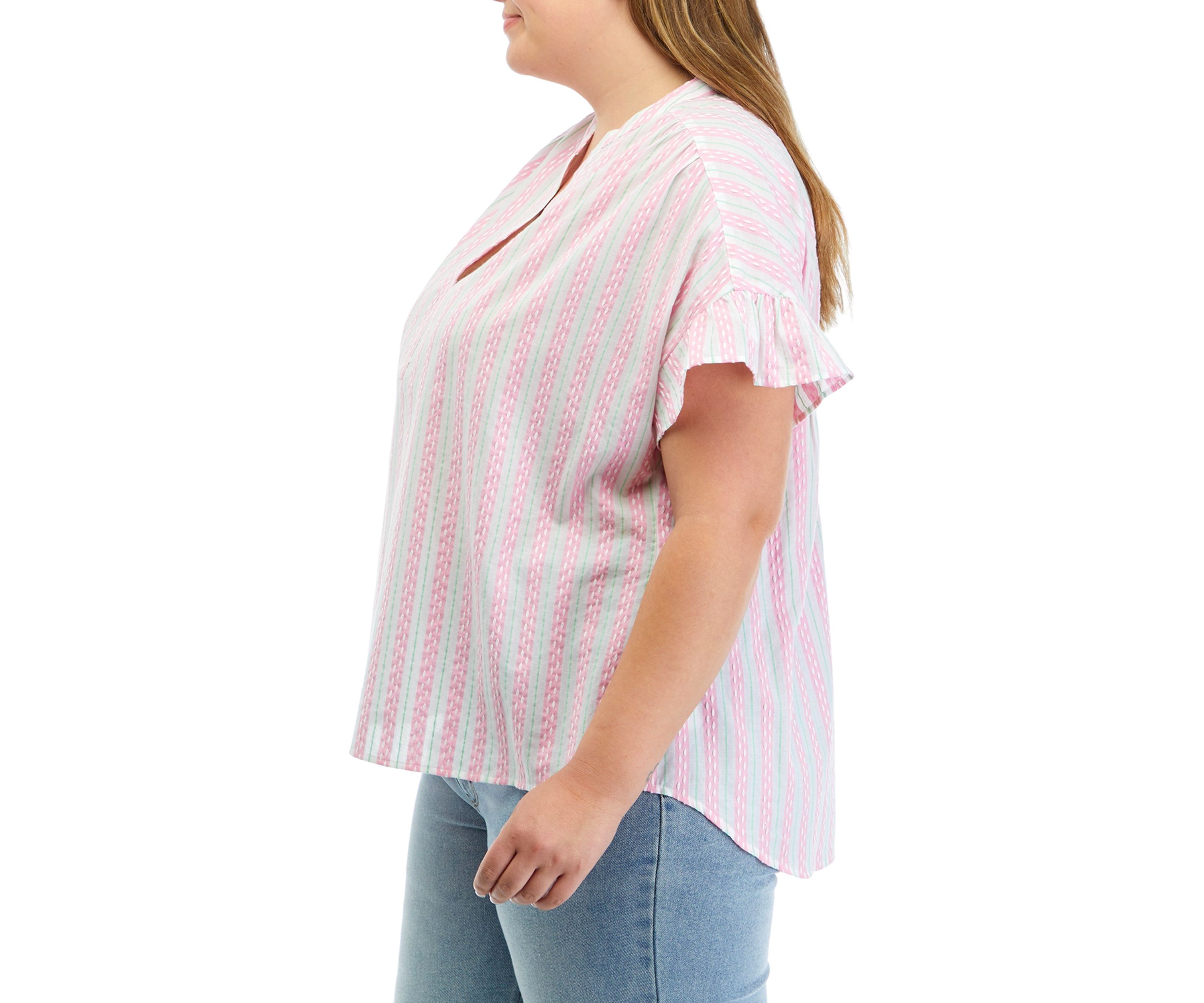 Plus Size Printed Ruffle Top