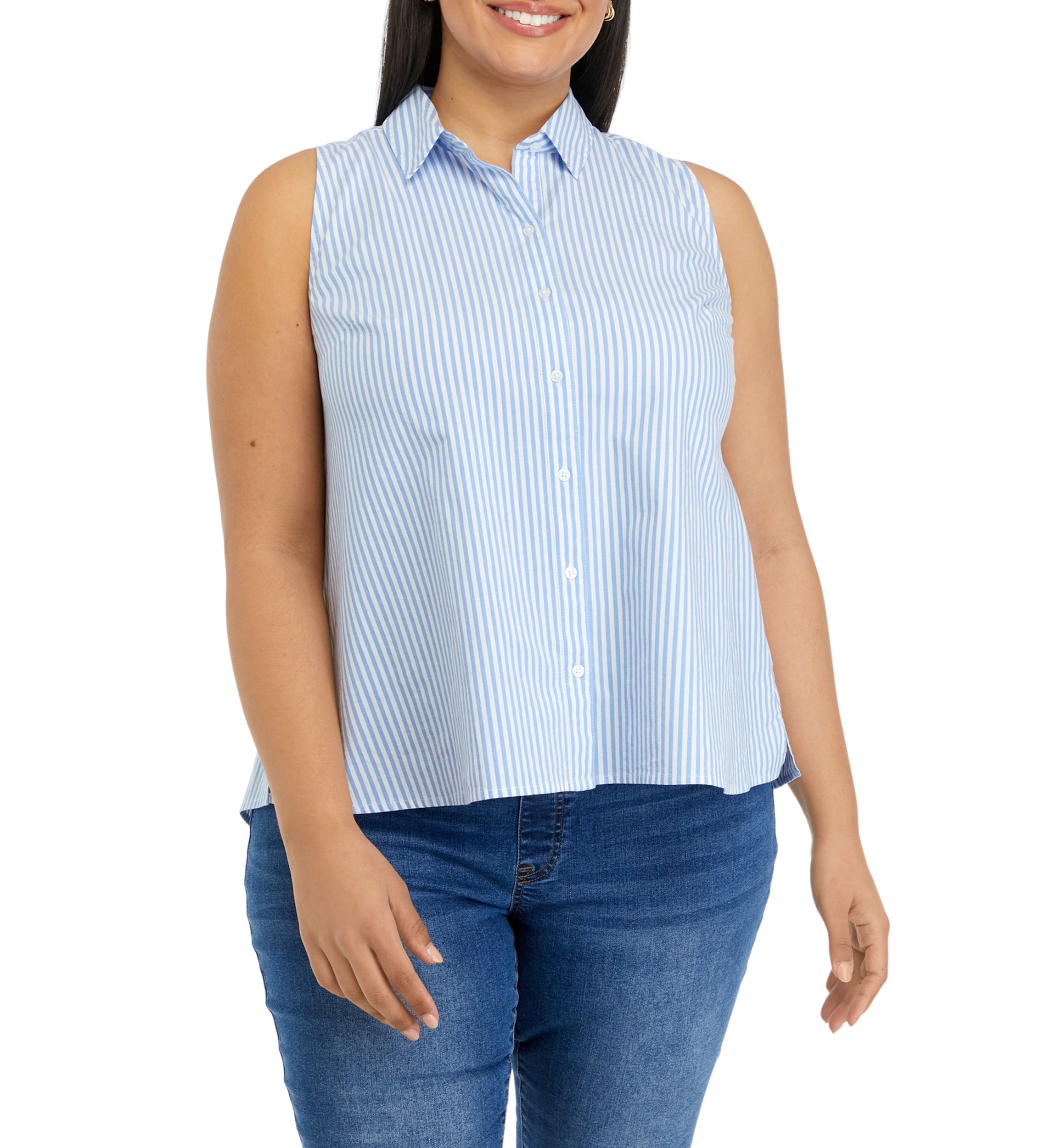 Plus Size Sleeves Yarn Dyed Boyfriend Top