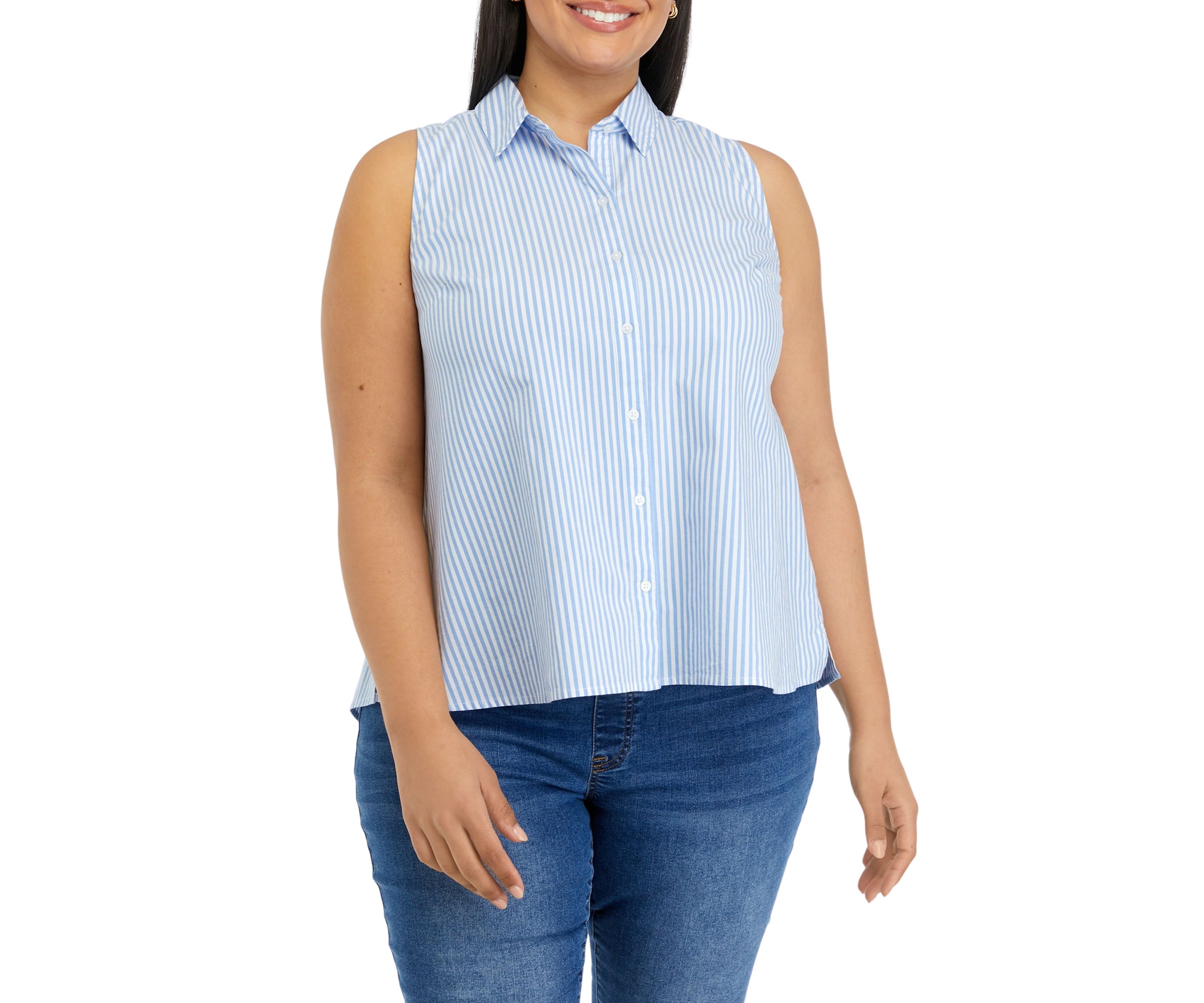 Plus Size Sleeves Yarn Dyed Boyfriend Top