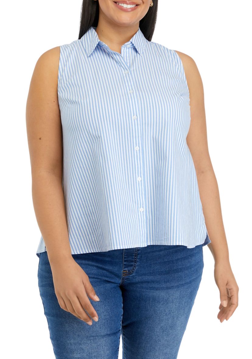 Plus Size Sleeves Yarn Dyed Boyfriend Top