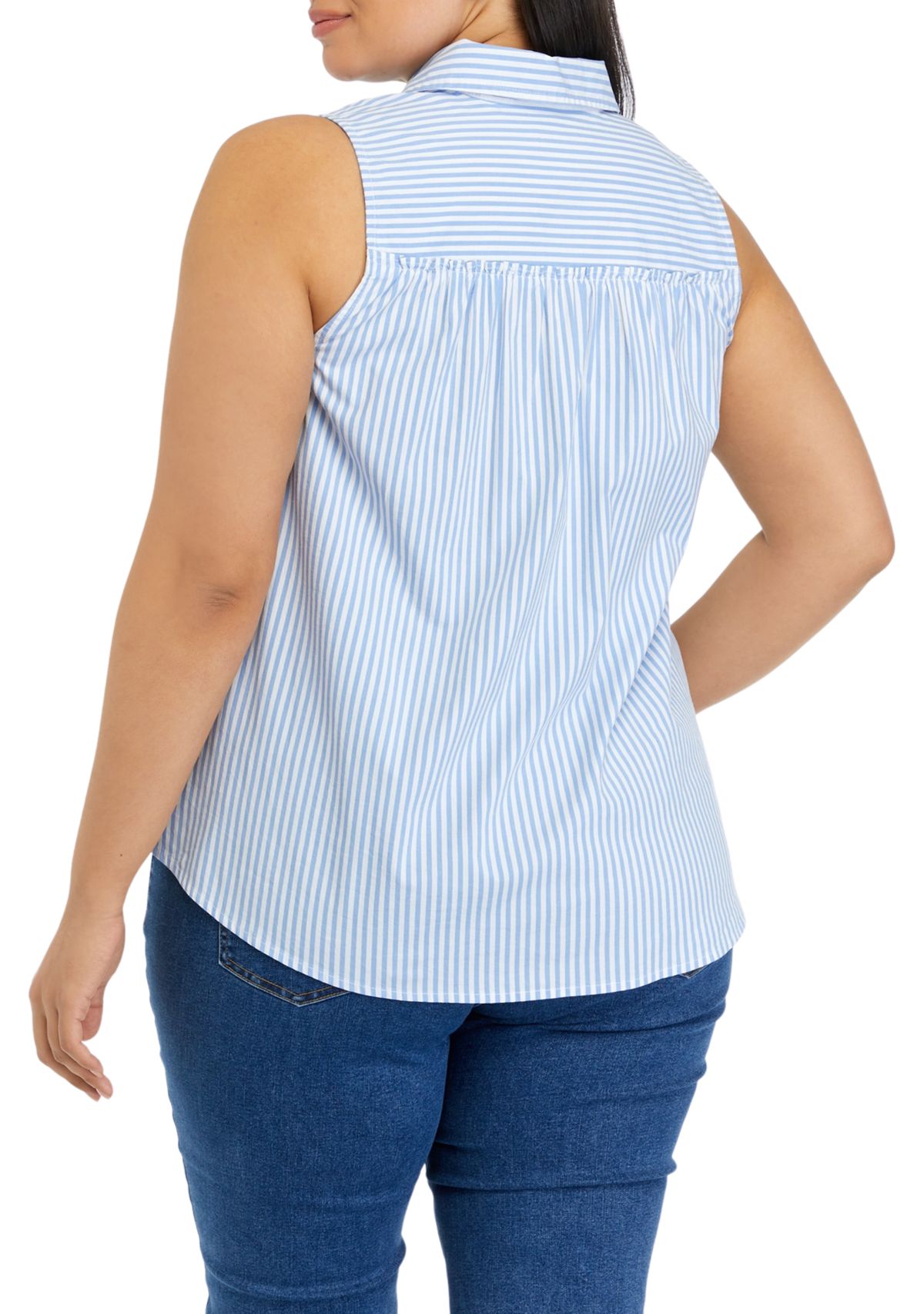 Plus Size Sleeves Yarn Dyed Boyfriend Top