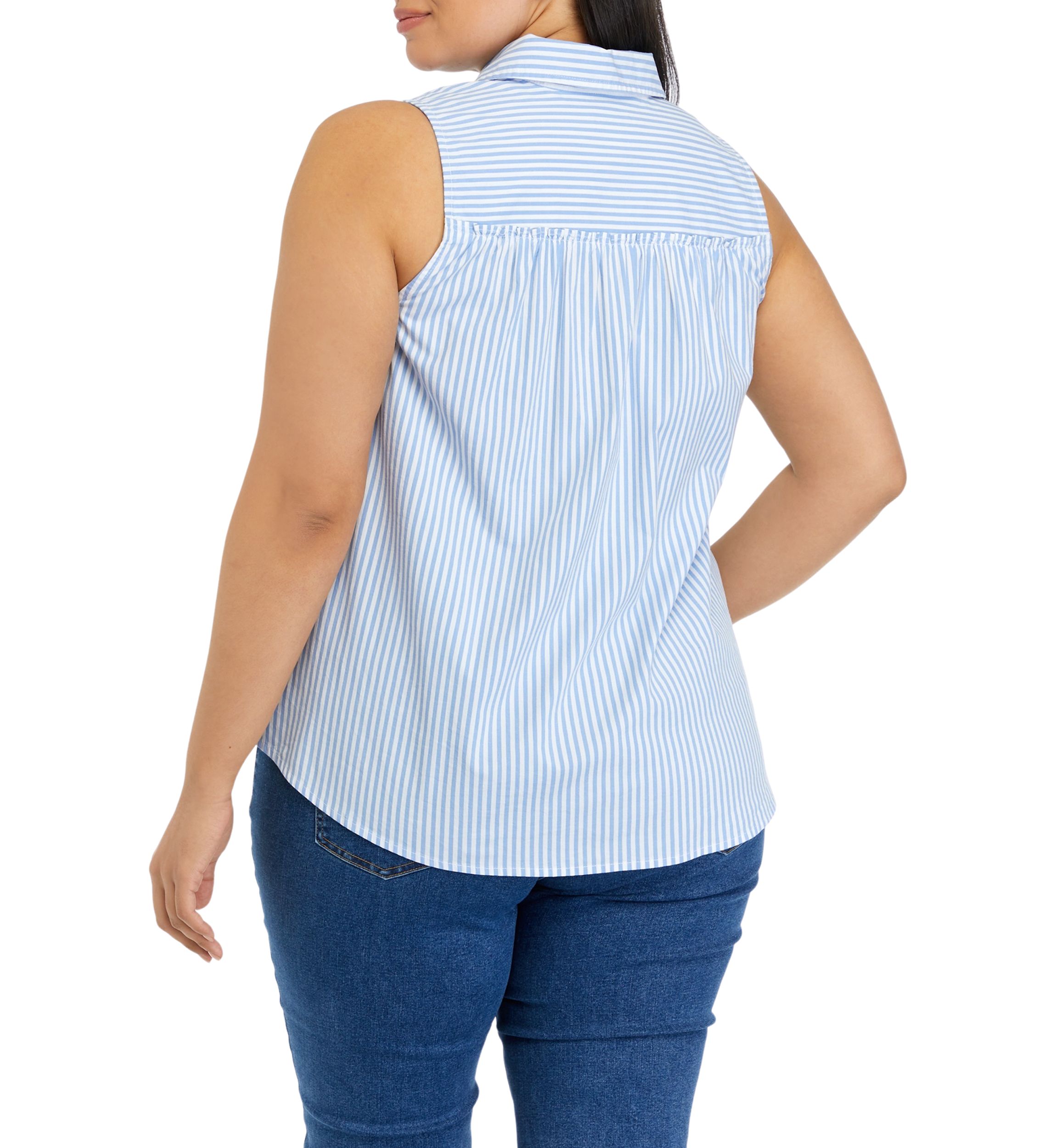 Plus Size Sleeves Yarn Dyed Boyfriend Top