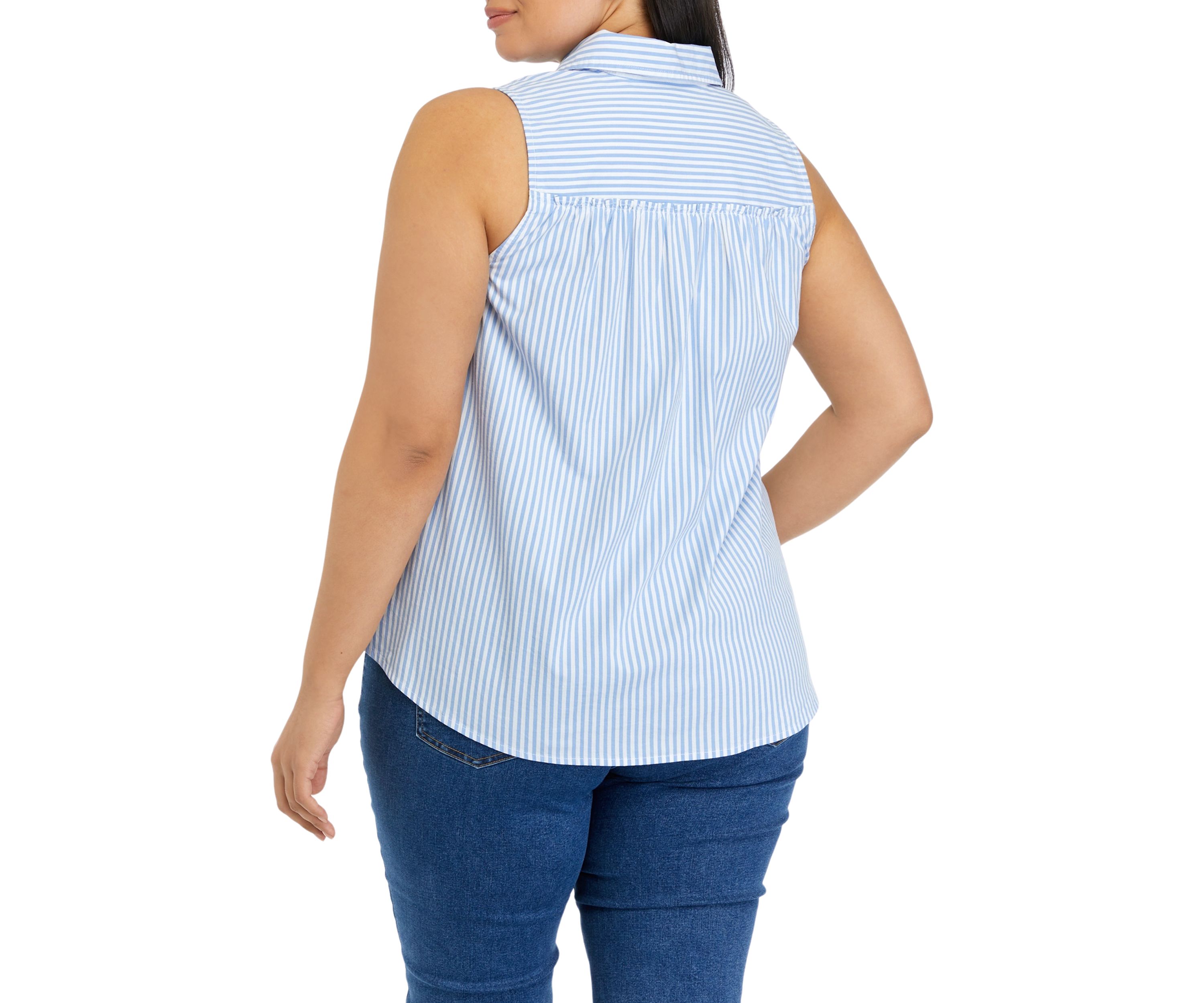Plus Size Sleeves Yarn Dyed Boyfriend Top