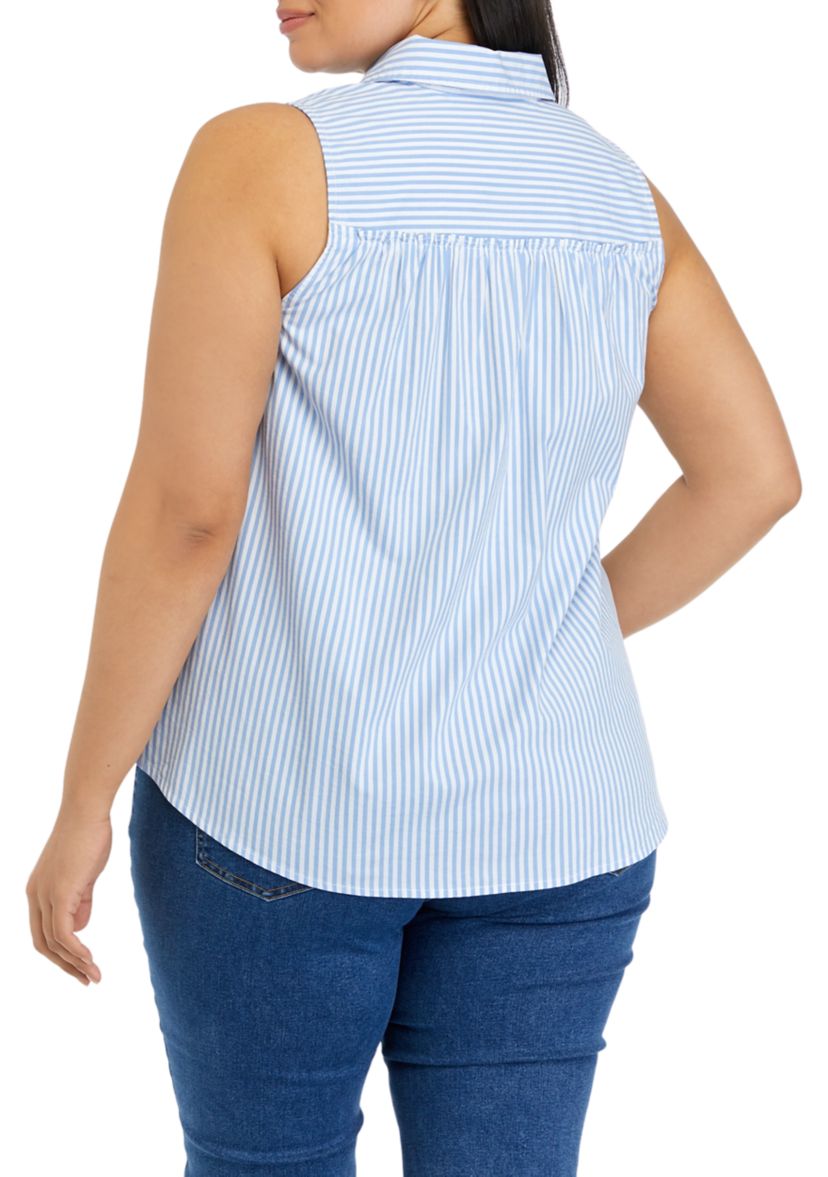 Plus Size Sleeves Yarn Dyed Boyfriend Top