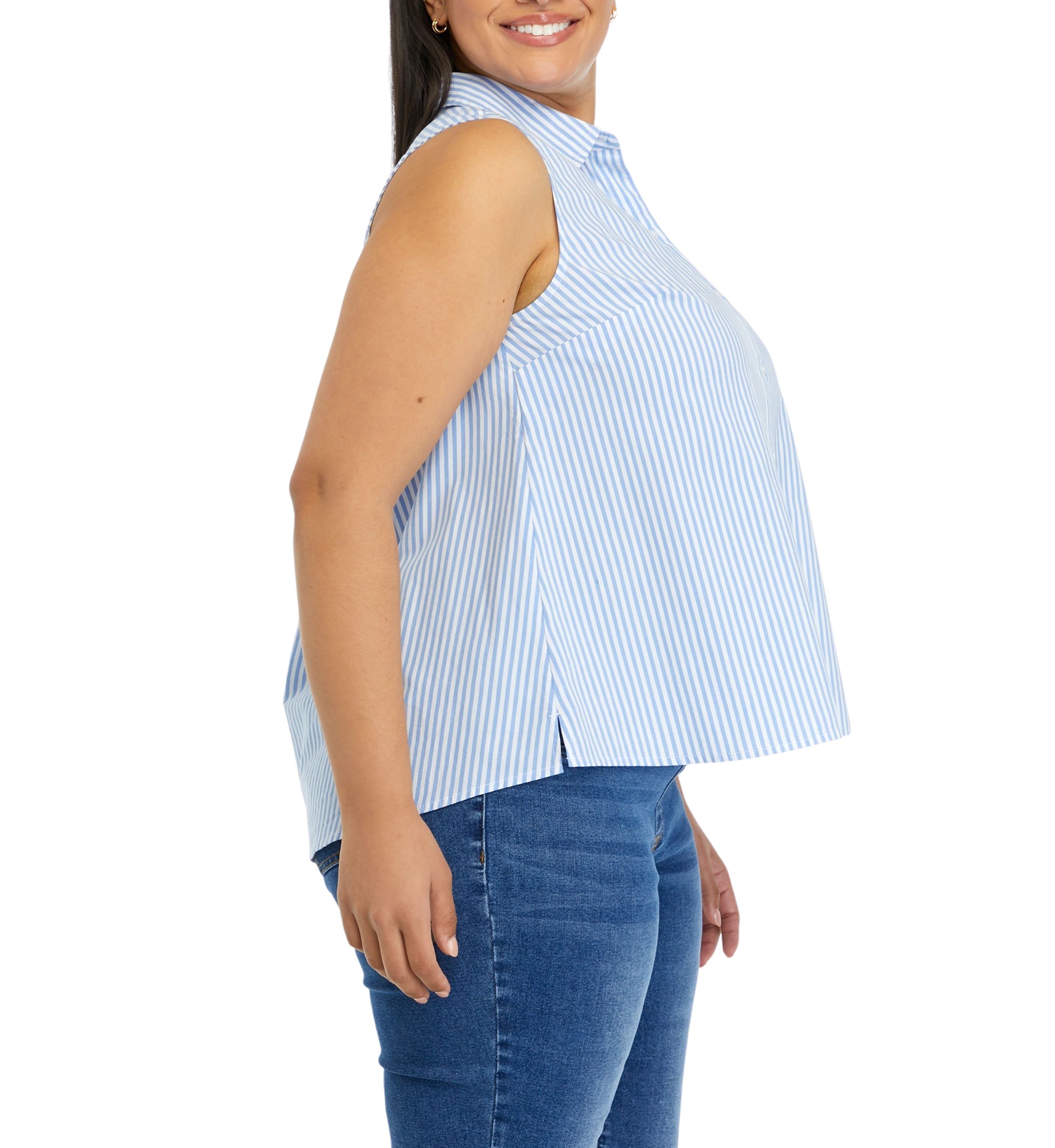 Plus Size Sleeves Yarn Dyed Boyfriend Top