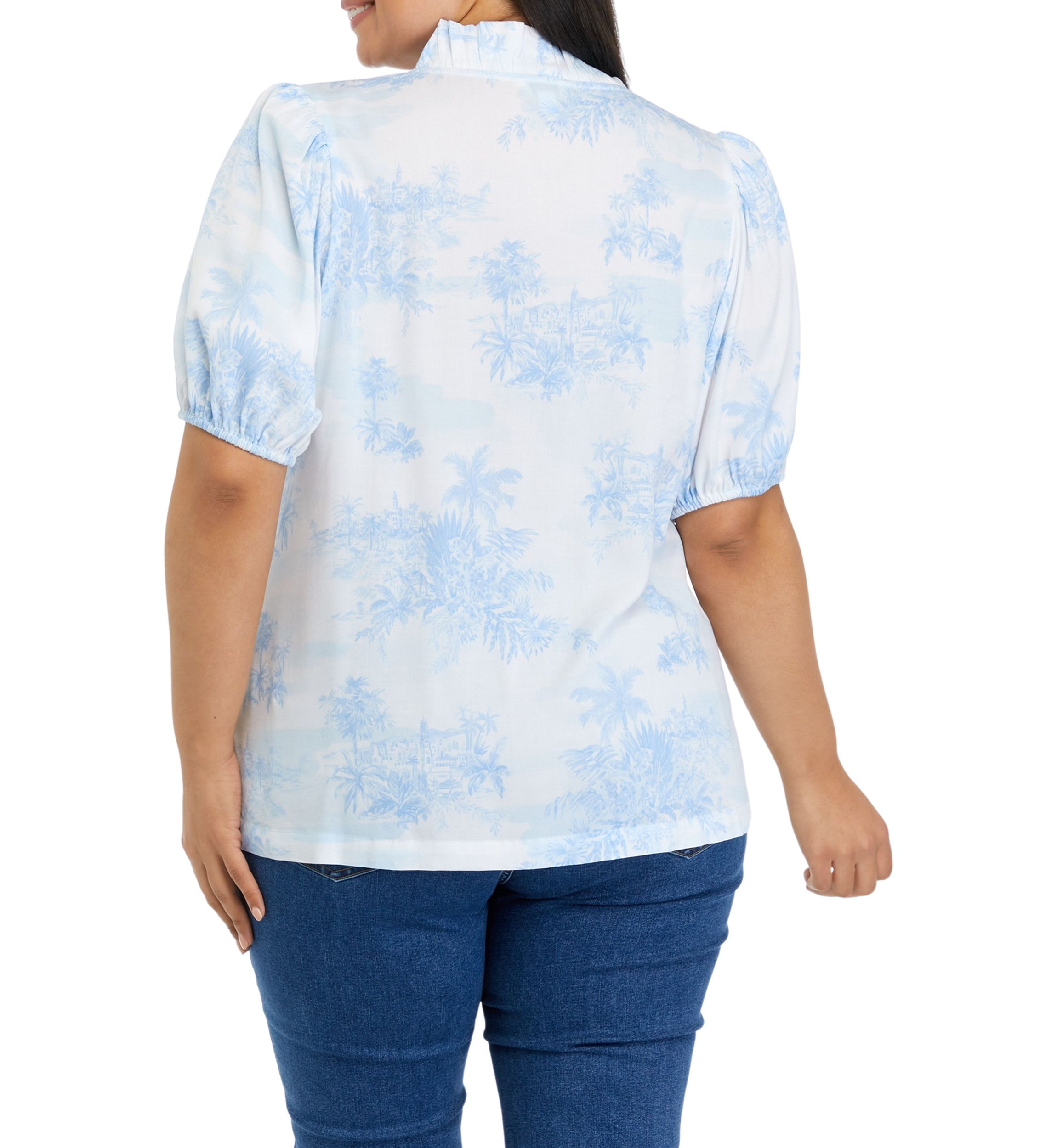 Plus Size Printed Ruffle Top